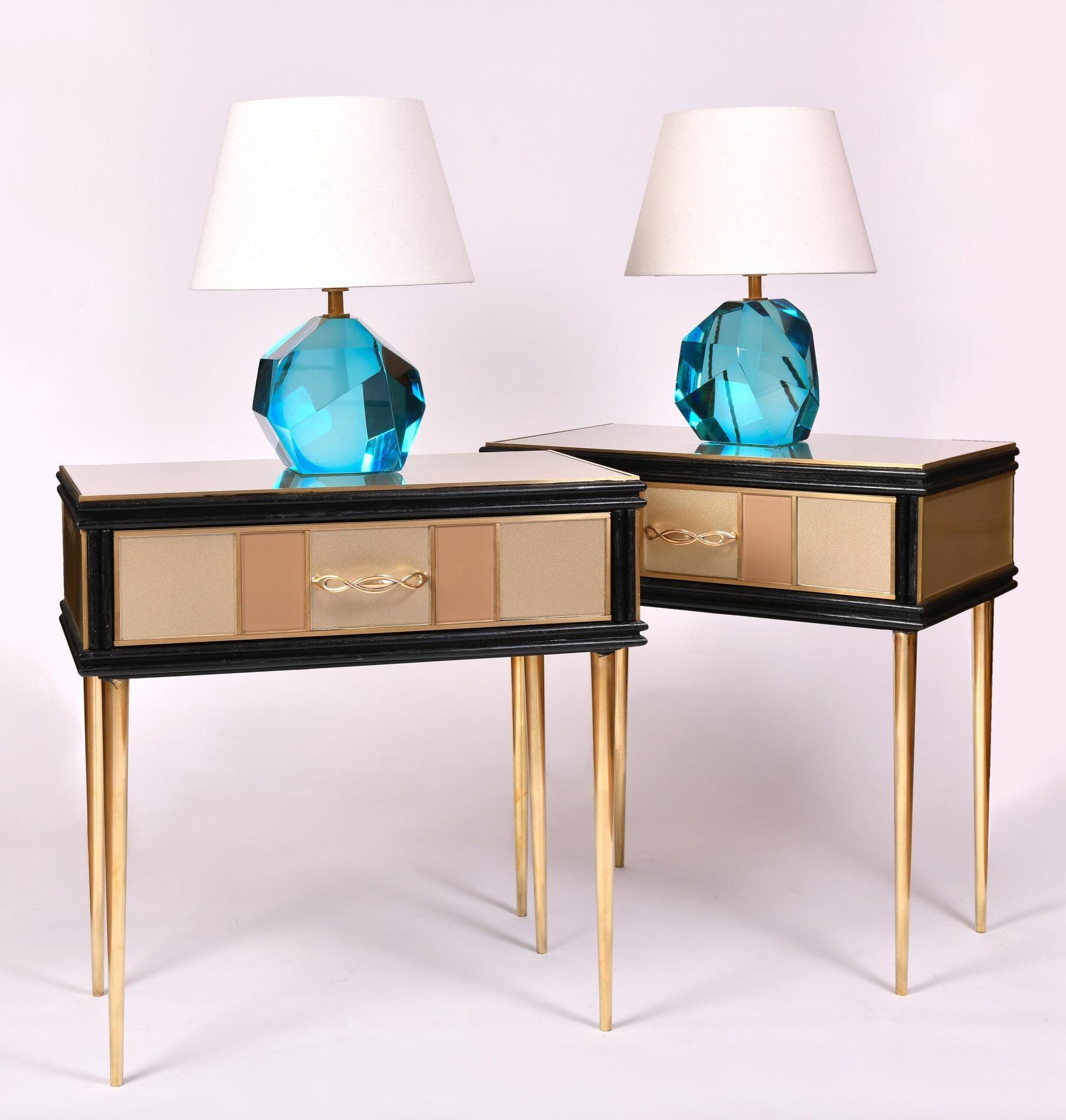 gold and glass bedside table