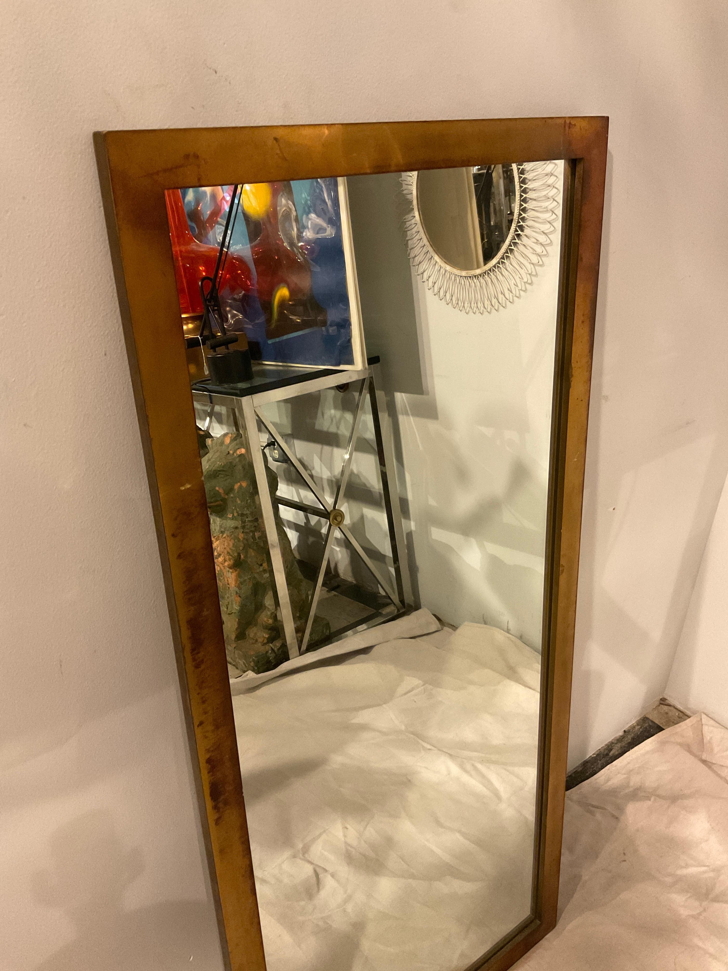 Mid-20th Century Pair of 1960s Gold Metallic Finish Wood Mirrors For Sale