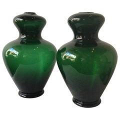 Pair of 1960s Green Murano Lamp Bodies by Balboa, 1