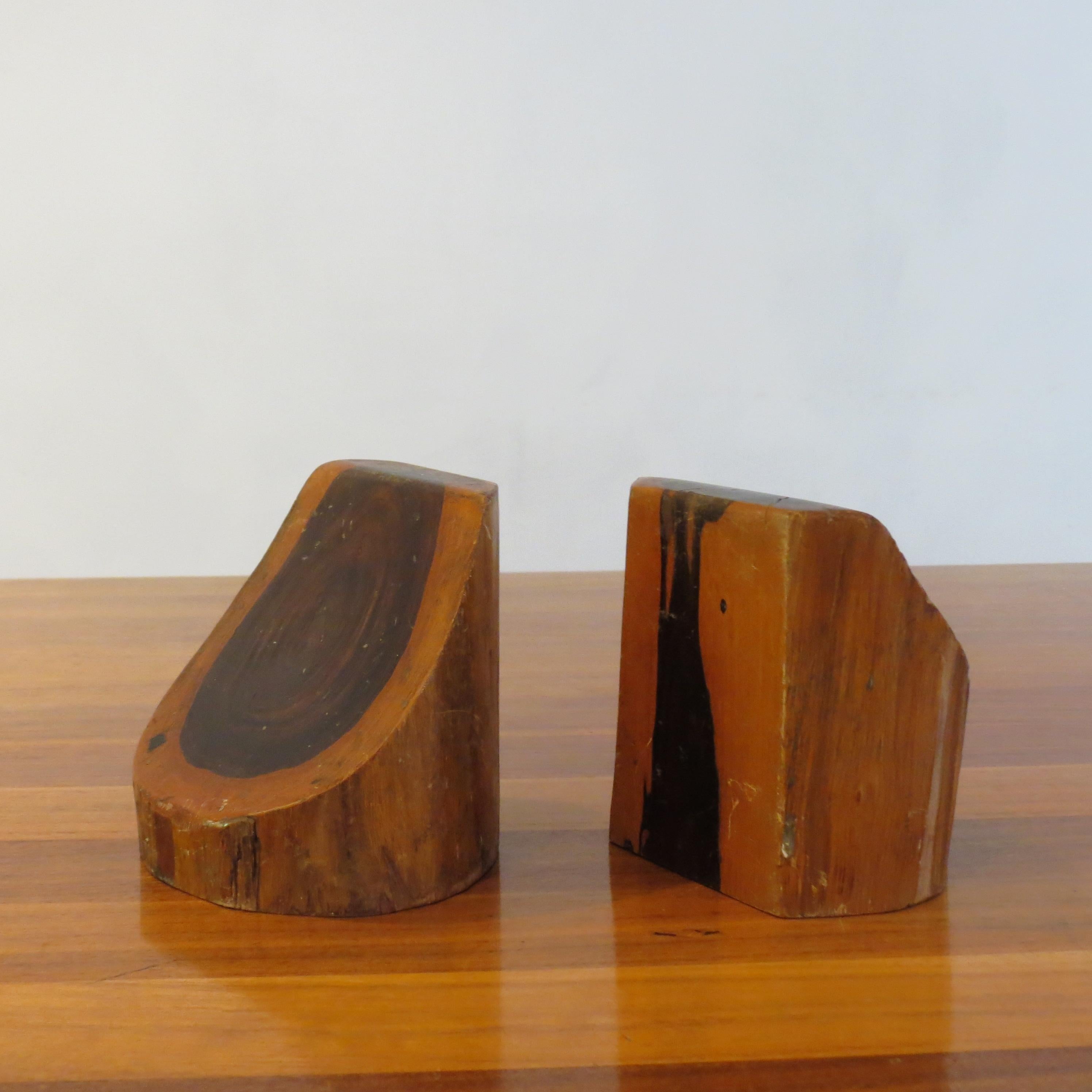 Pair of 1960s Hand crafted Sculptural Book Ends in Laburnum Wood 3