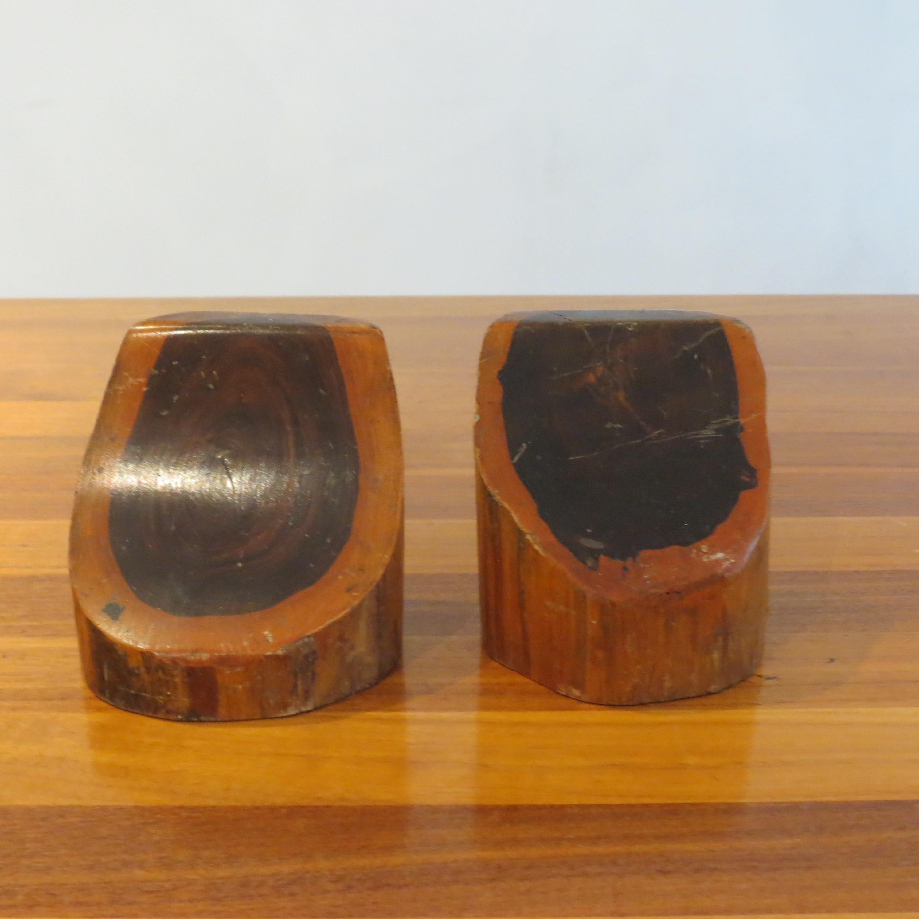 Pair of 1960s Hand crafted Sculptural Book Ends in Laburnum Wood 4