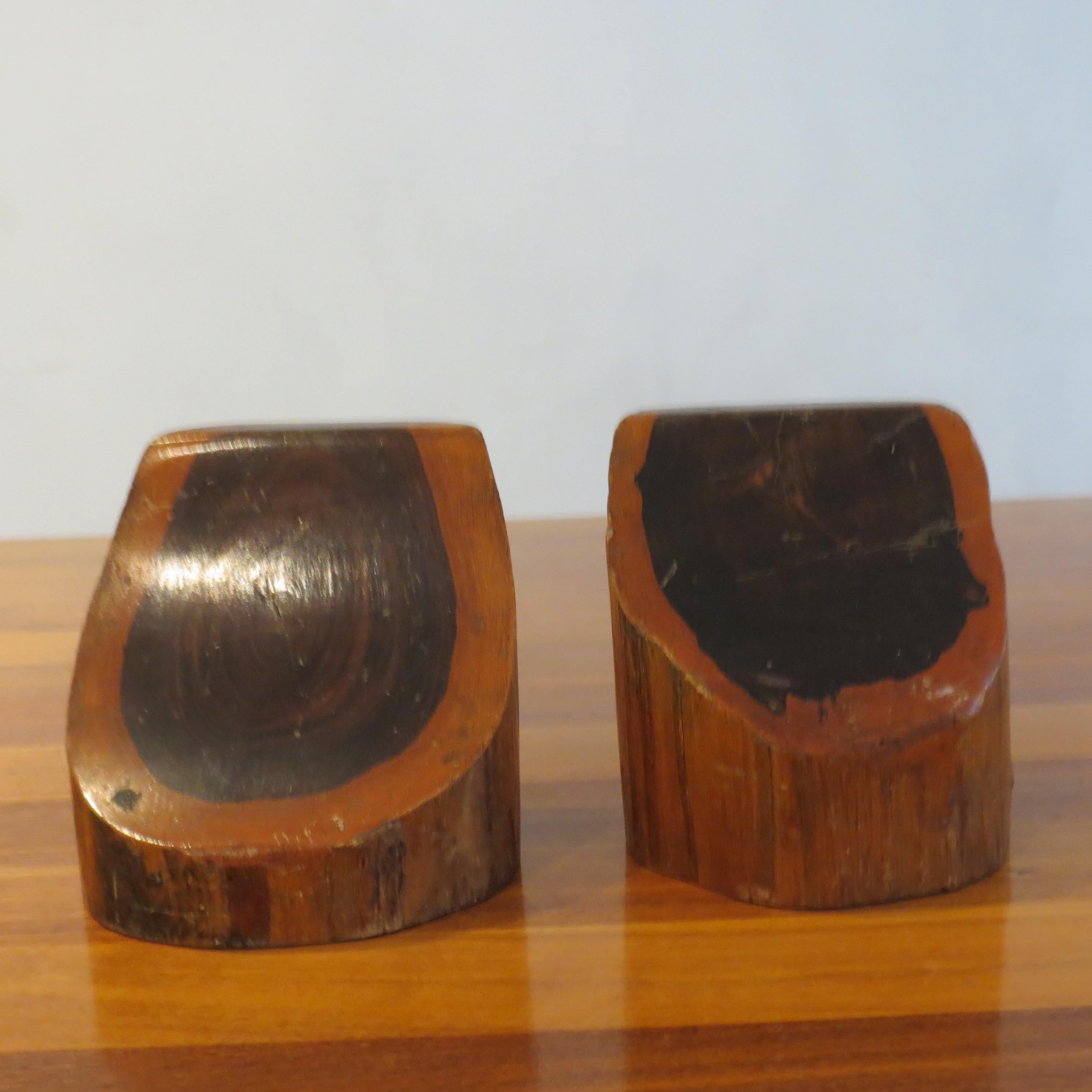 Pair of 1960s Hand crafted Sculptural Book Ends in Laburnum Wood 5