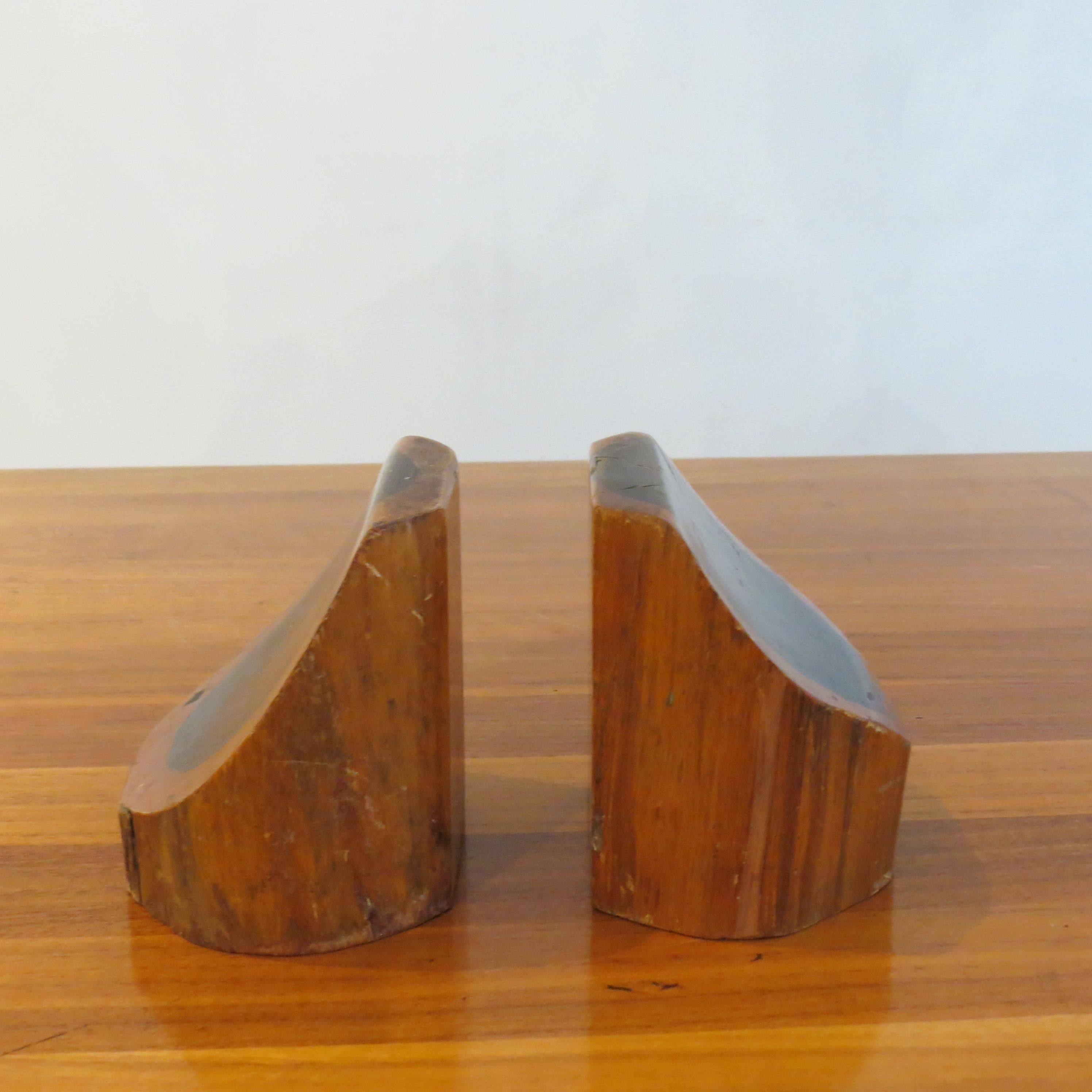 Hand-Crafted Pair of 1960s Hand crafted Sculptural Book Ends in Laburnum Wood