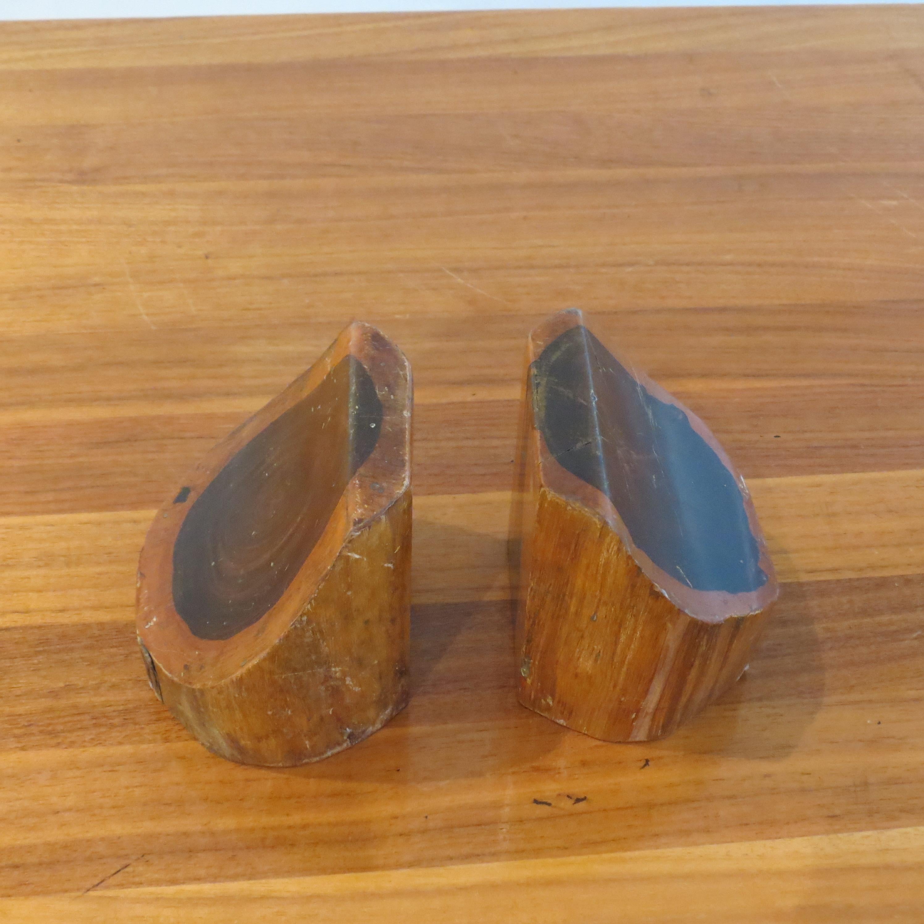 Pair of 1960s Hand crafted Sculptural Book Ends in Laburnum Wood In Good Condition In Stow on the Wold, GB