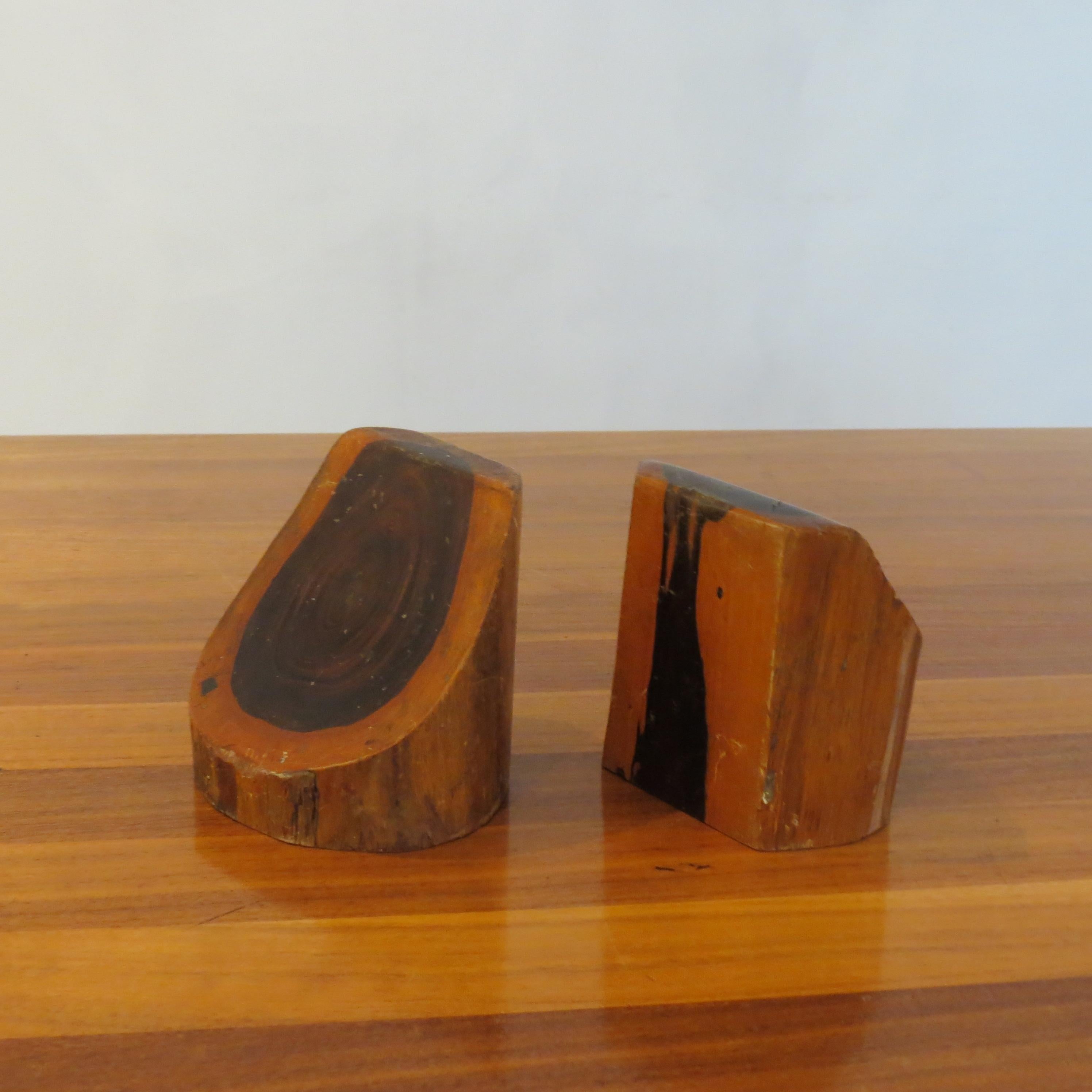 Pair of 1960s Hand crafted Sculptural Book Ends in Laburnum Wood 1