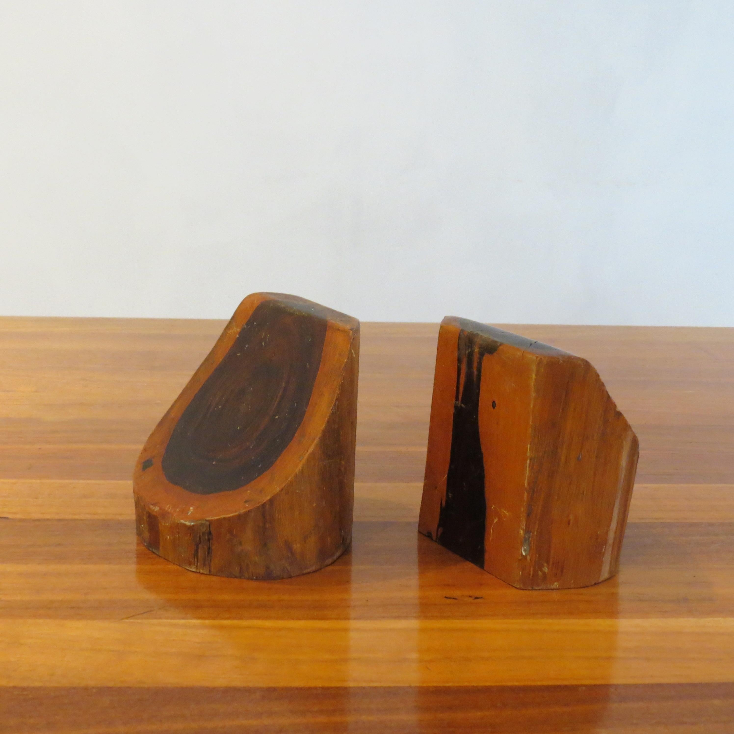 Pair of 1960s Hand crafted Sculptural Book Ends in Laburnum Wood 2