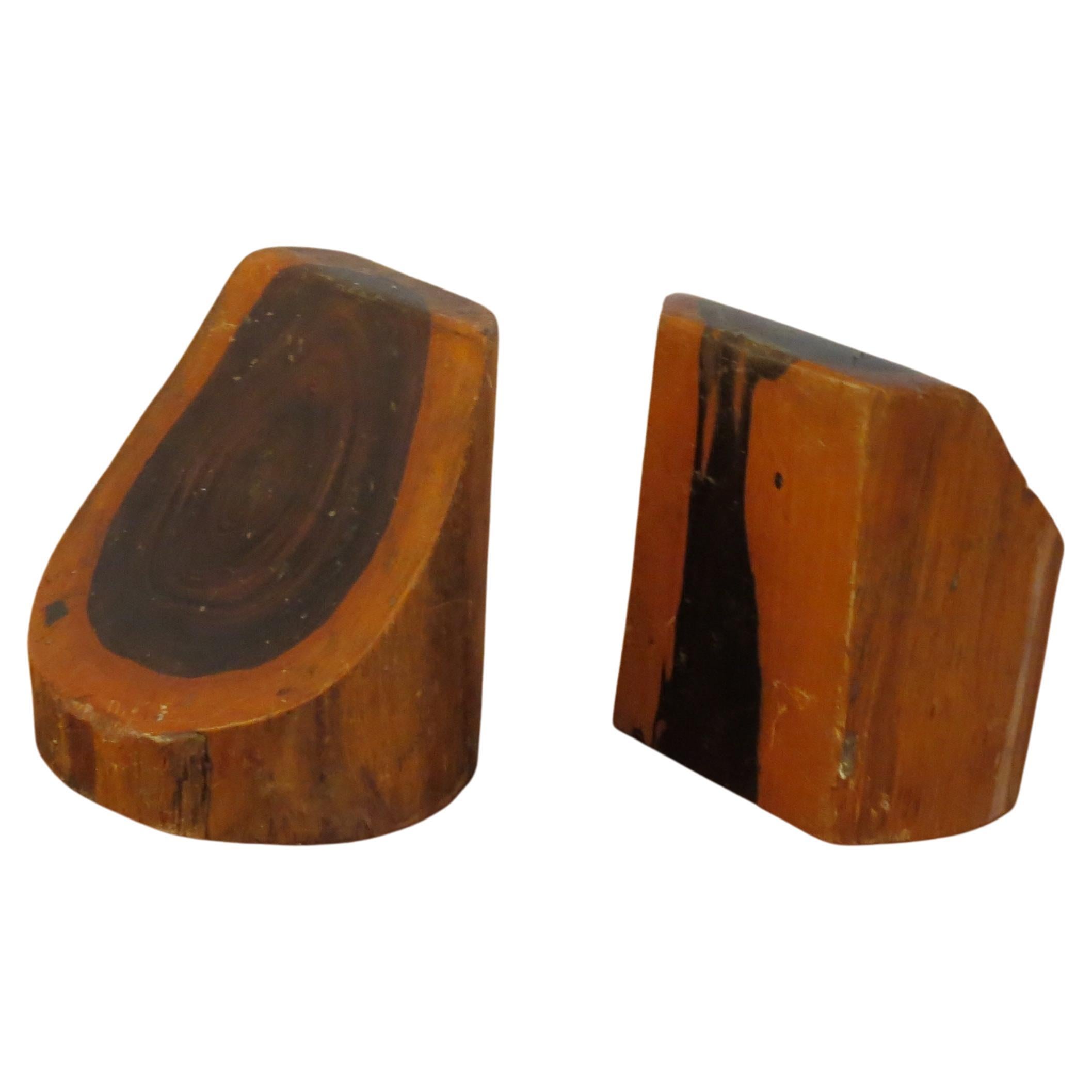 Pair of 1960s Hand crafted Sculptural Book Ends in Laburnum Wood