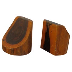 Pair of 1960s Hand crafted Sculptural Book Ends in Laburnum Wood