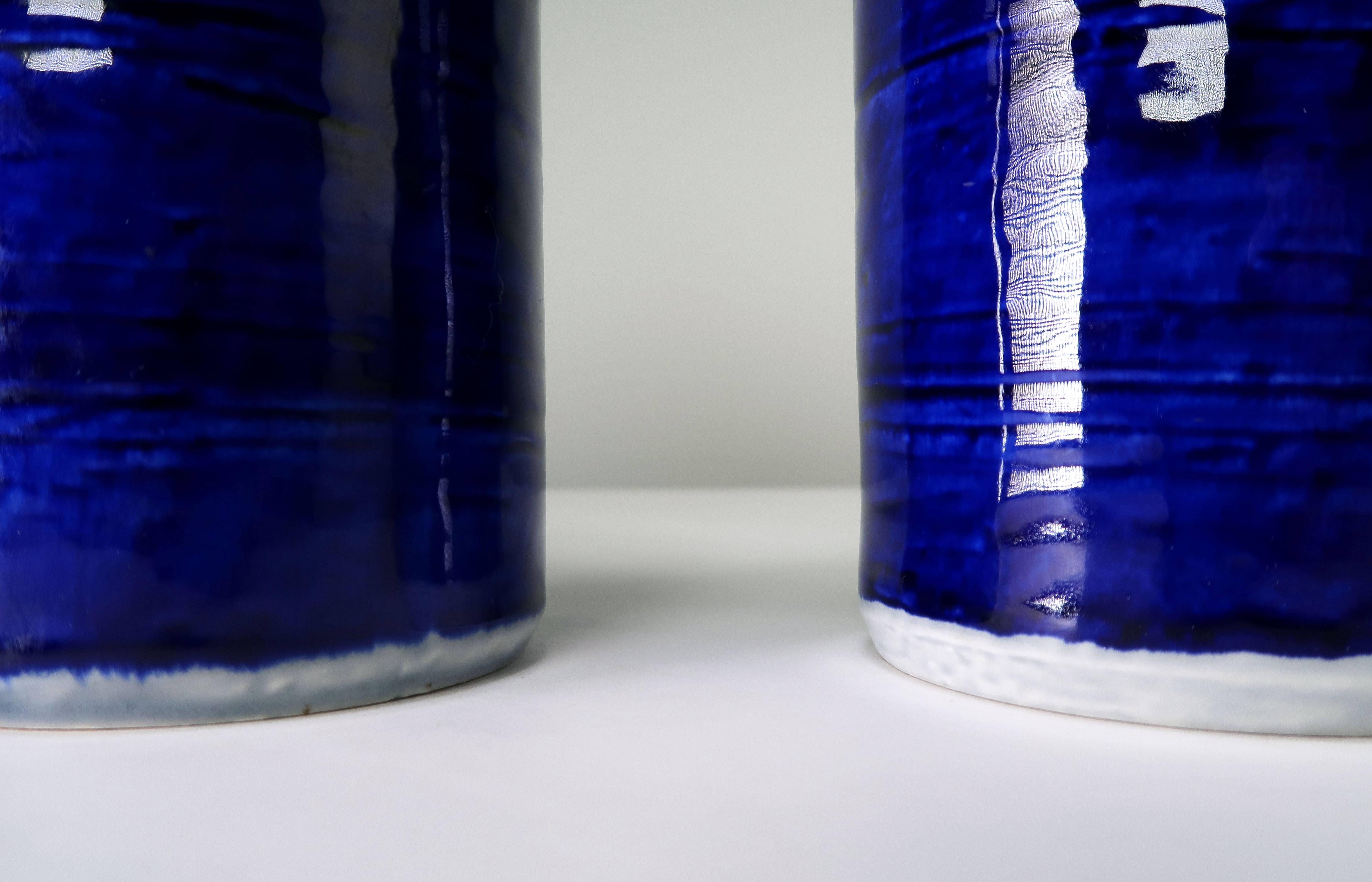 Swedish Pair of Olle Alberius for Rorstrand Hand-Painted Titus Ceramic Vases, 1960s