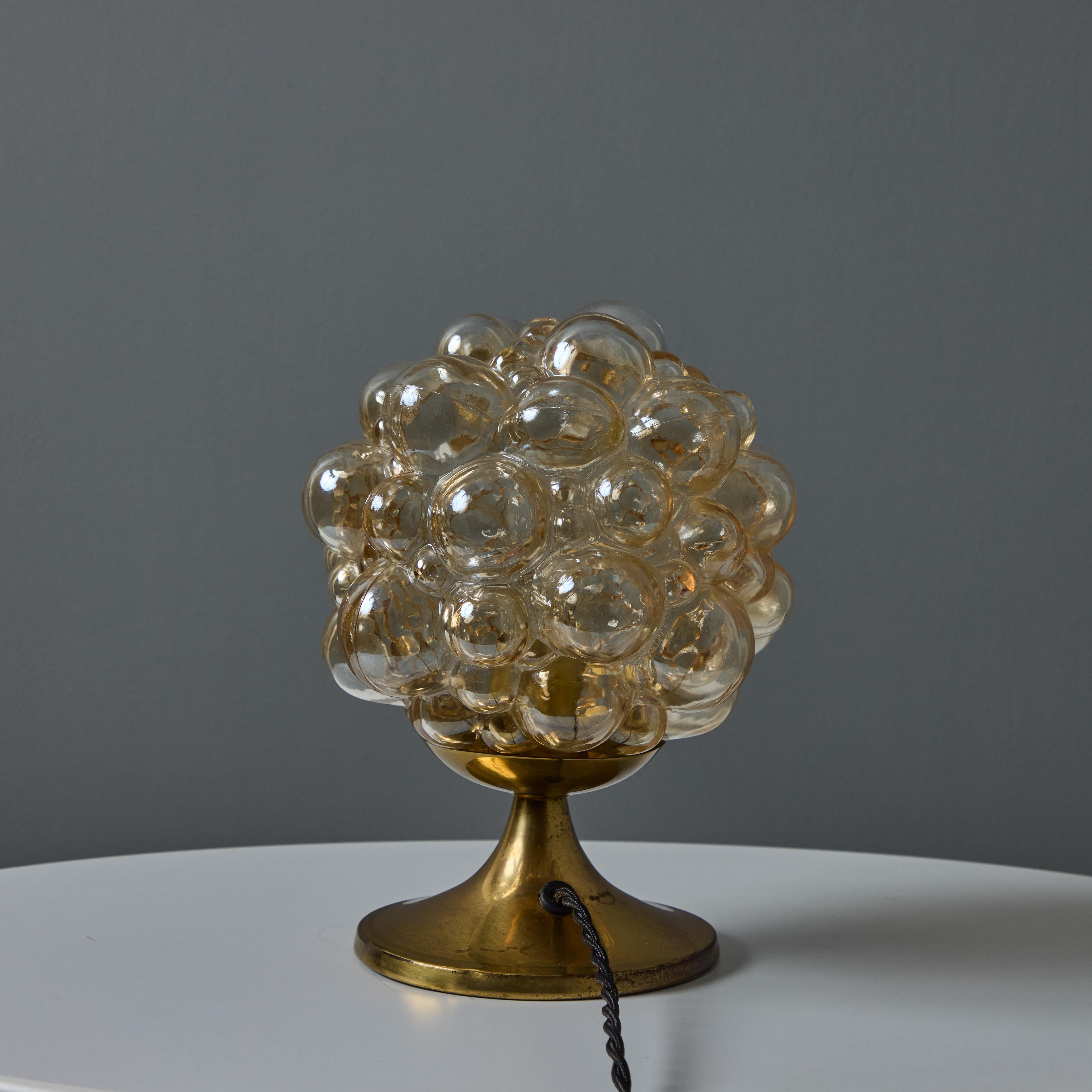 Pair of 1960s Helena Tynell Amber Bubble Glass & Brass Table Lamps for Limburg 6