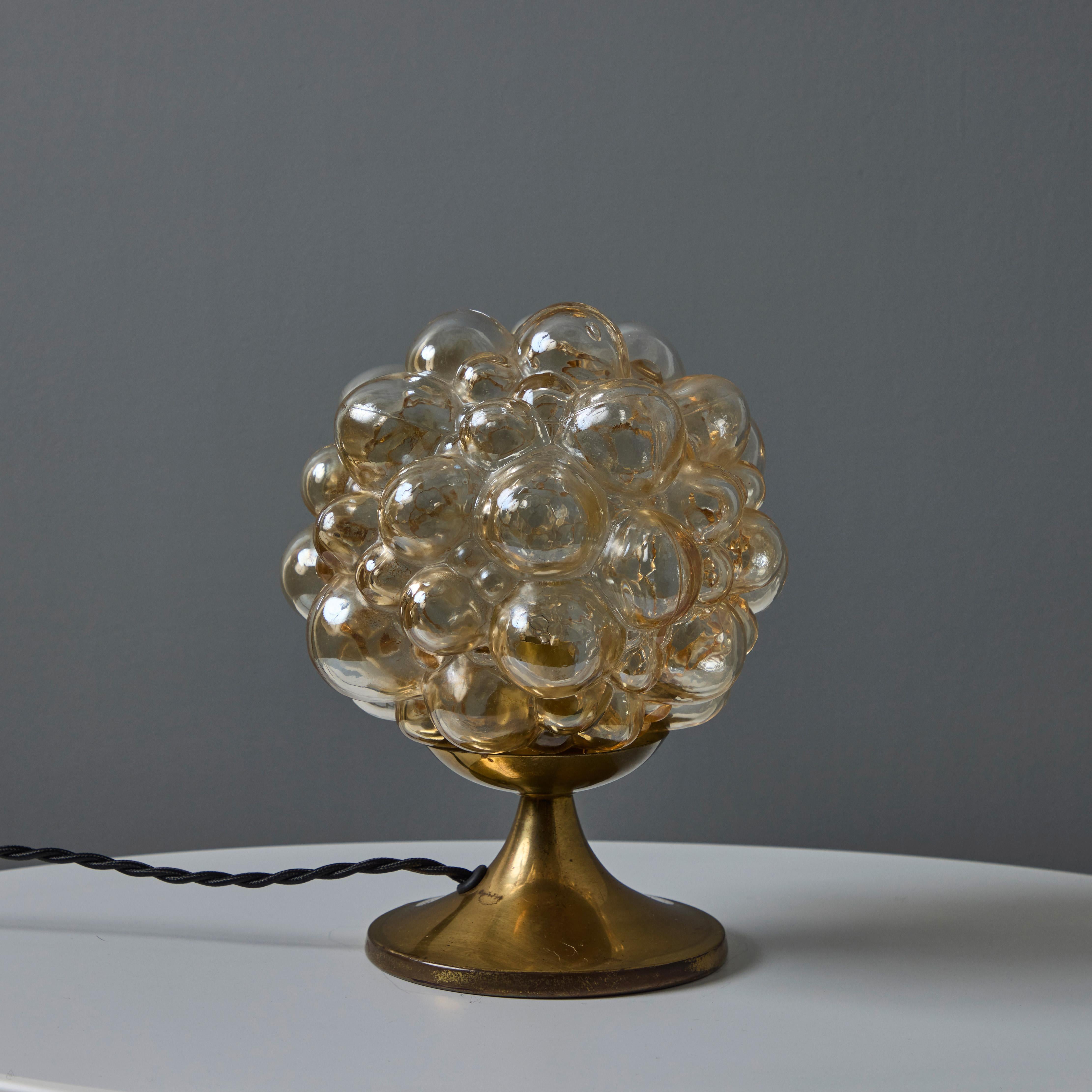 Pair of 1960s Helena Tynell Amber Bubble Glass & Brass Table Lamps for Limburg 7