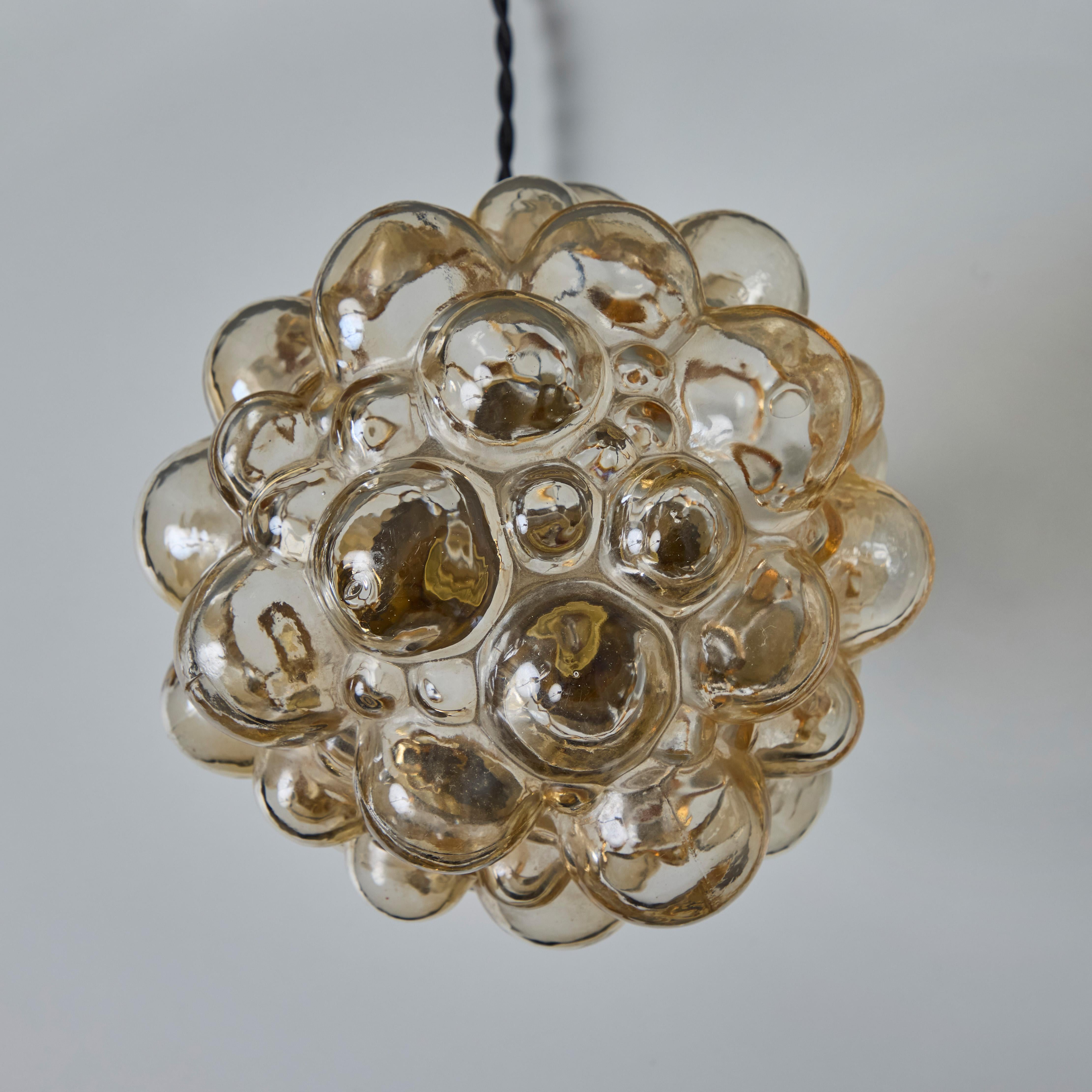 Pair of 1960s Helena Tynell Amber Bubble Glass & Brass Table Lamps for Limburg 8