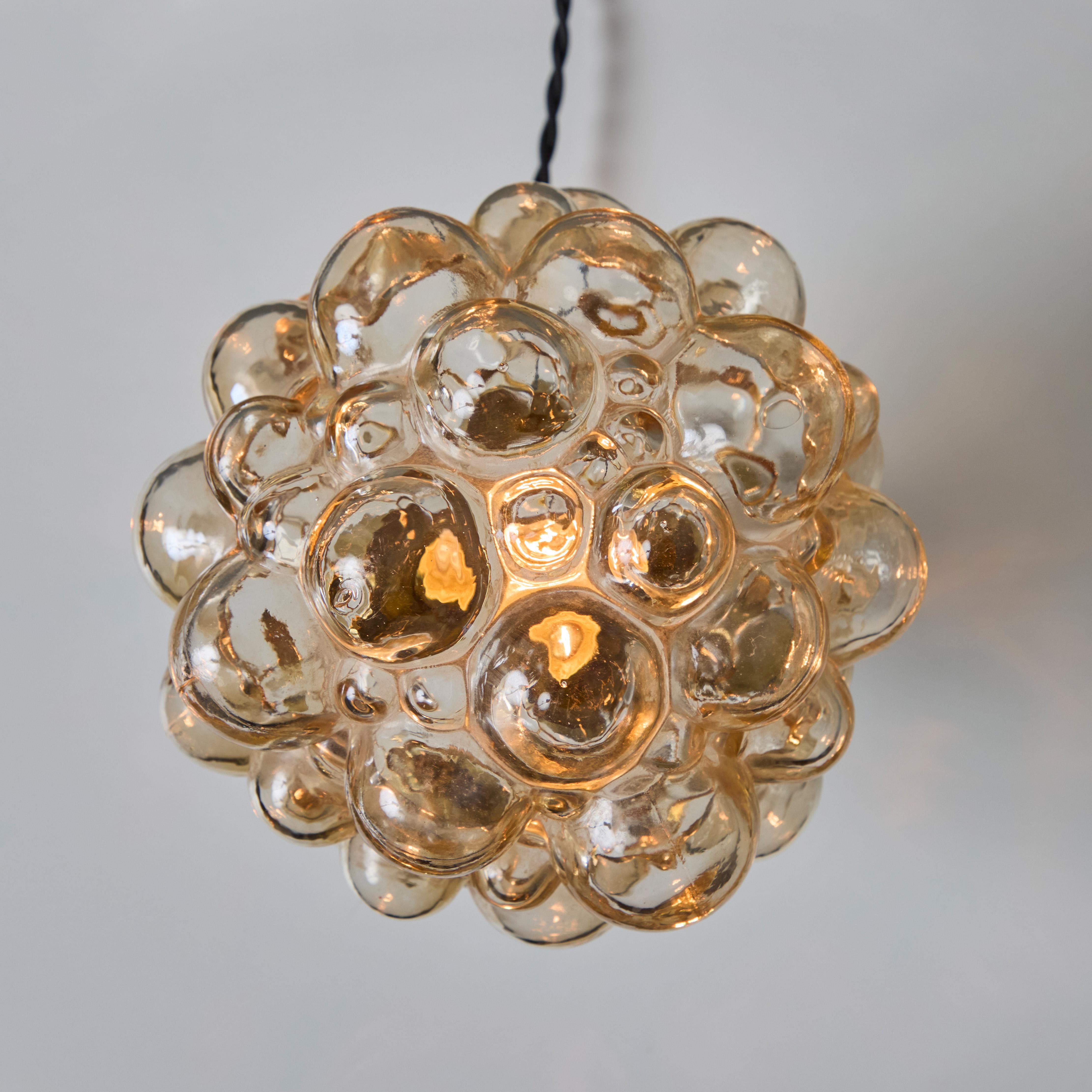 Pair of 1960s Helena Tynell Amber Bubble Glass & Brass Table Lamps for Limburg 9