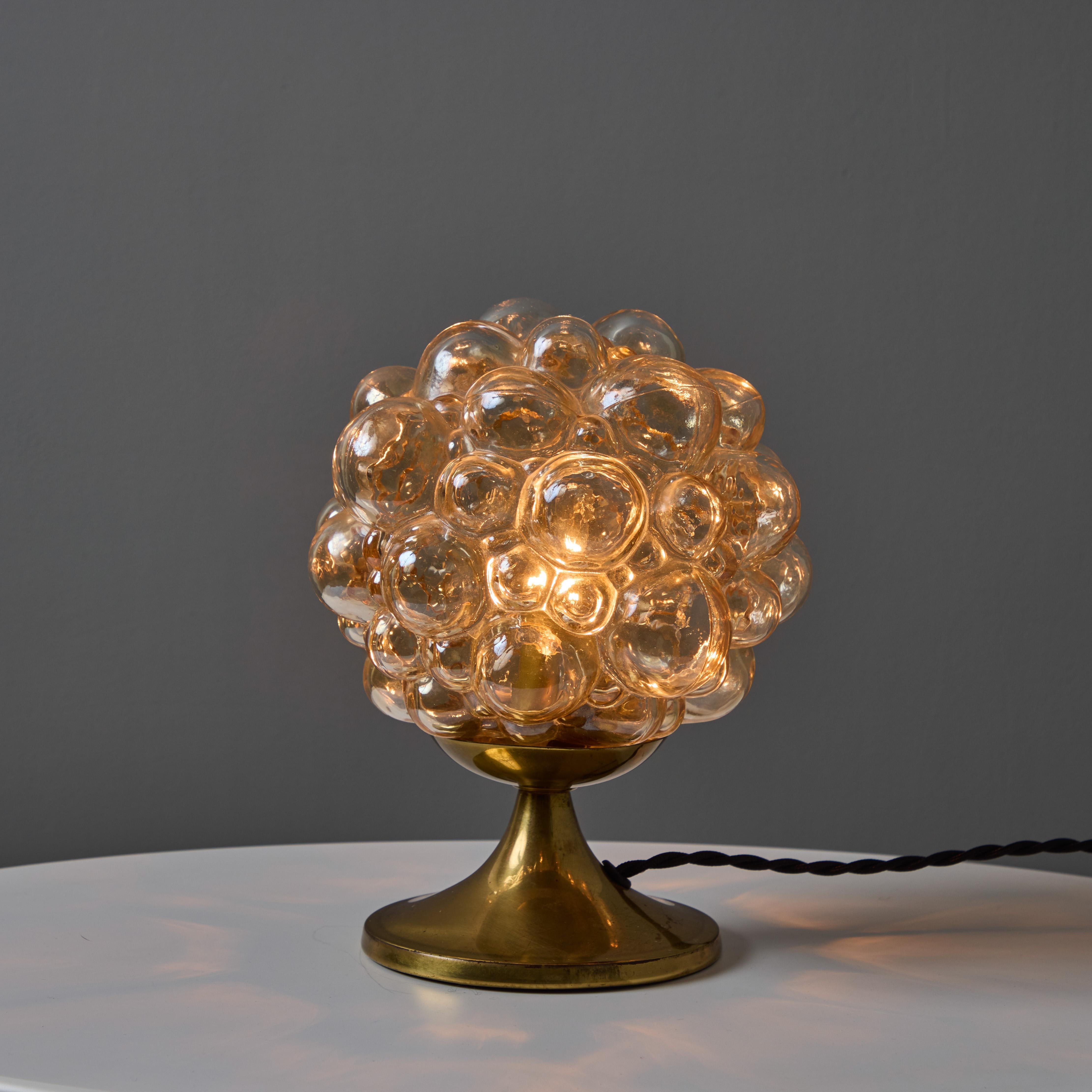 Pair of 1960s Helena Tynell Amber Bubble Glass & Brass Table Lamps for Limburg 10