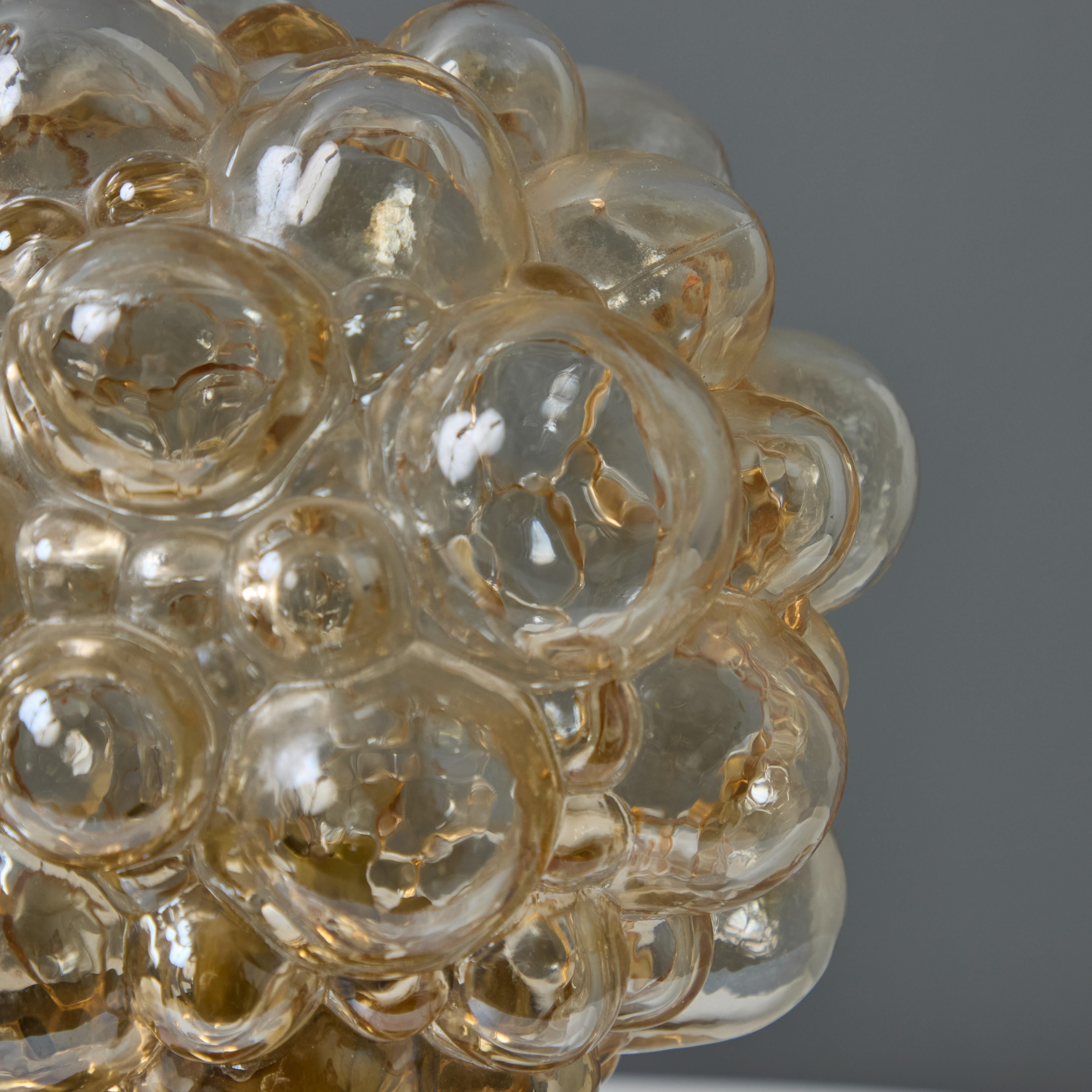 Pair of 1960s Helena Tynell Amber Bubble Glass & Brass Table Lamps for Limburg 11