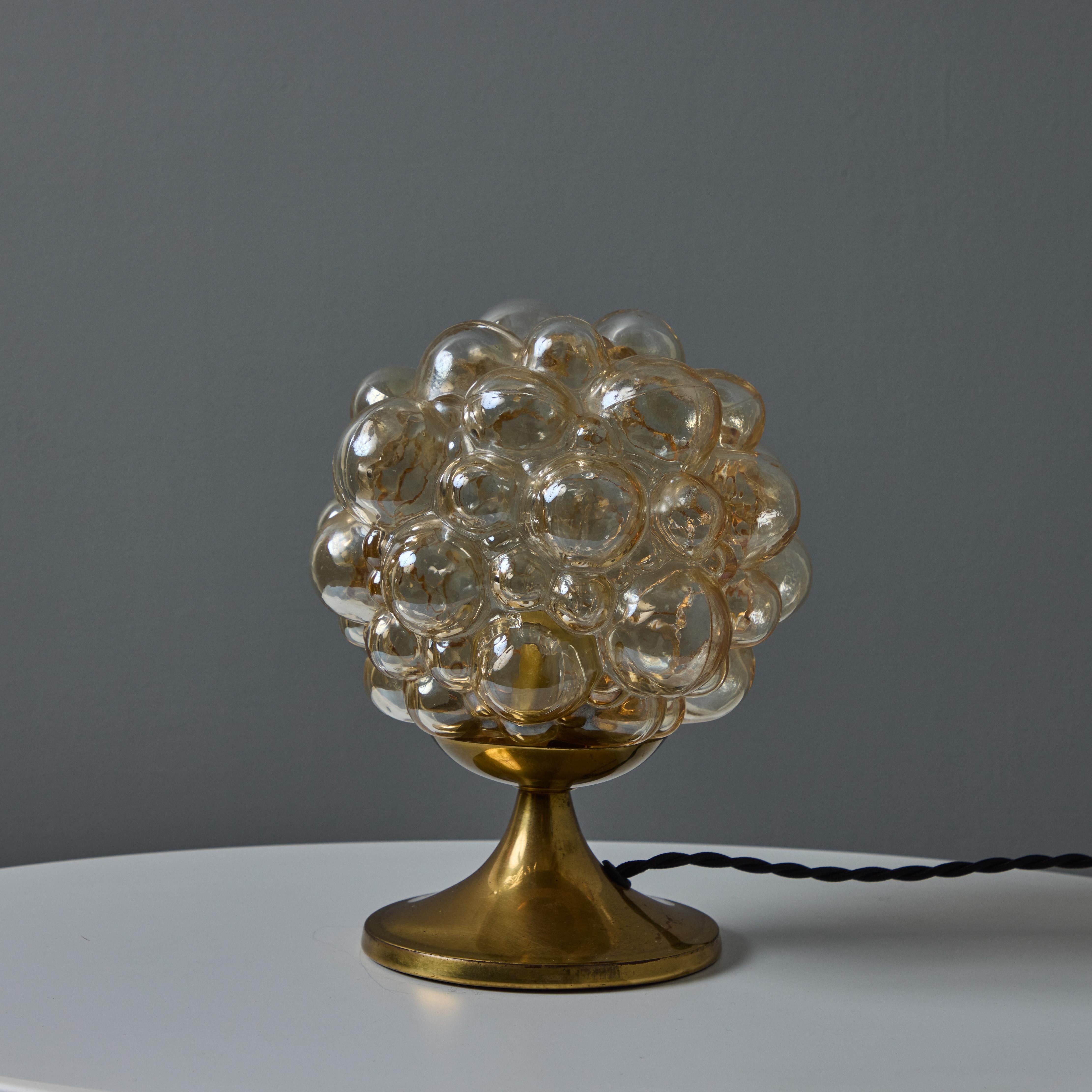 Pair of 1960s Helena Tynell Amber Bubble Glass & Brass Table Lamps for Limburg 12