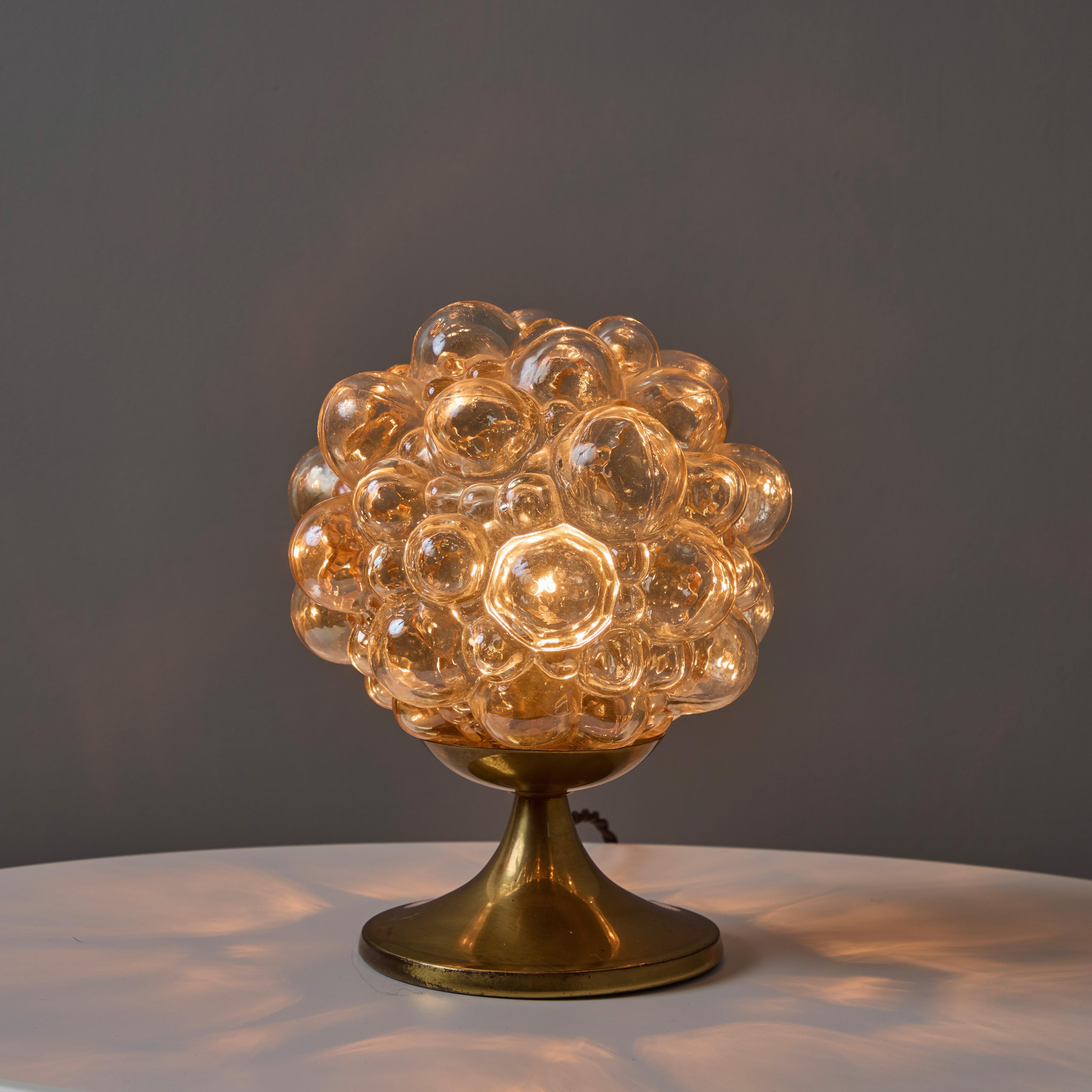 Pair of 1960s Helena Tynell Amber Bubble Glass & Brass Table Lamps for Limburg In Good Condition In Glendale, CA