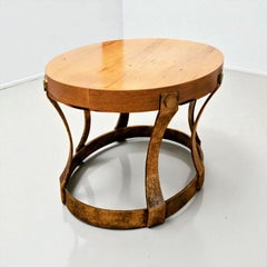 1960s Heritage Oval Side Tables with Pecky Cypress & Gilt Iron Bases