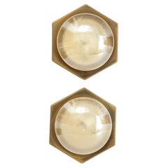 Pair of 1960's Hexagonal Brass Sconces by Doria