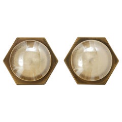 Pair of 1960's Hexagonal Brass Sconces by Doria