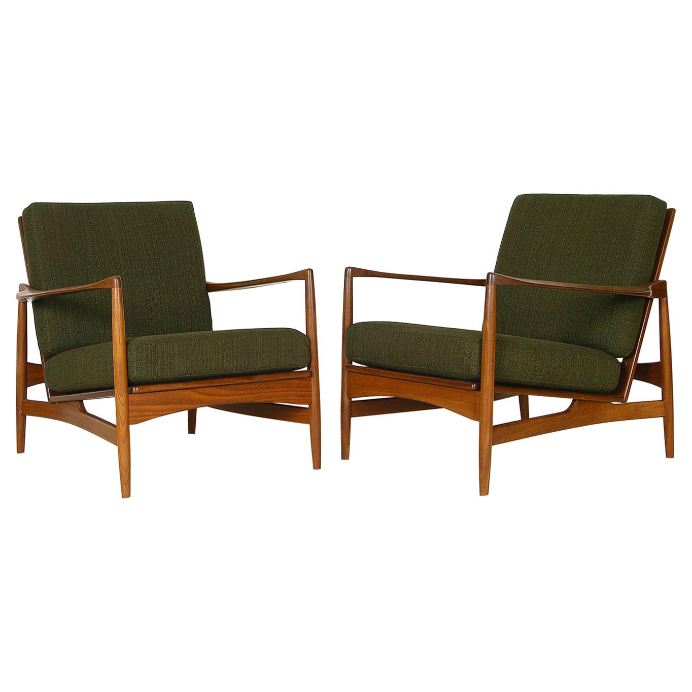 Pair of 1960s Ib Kofod Larsen G Plan "Danish Range" Afrormosia Lounge Chairs