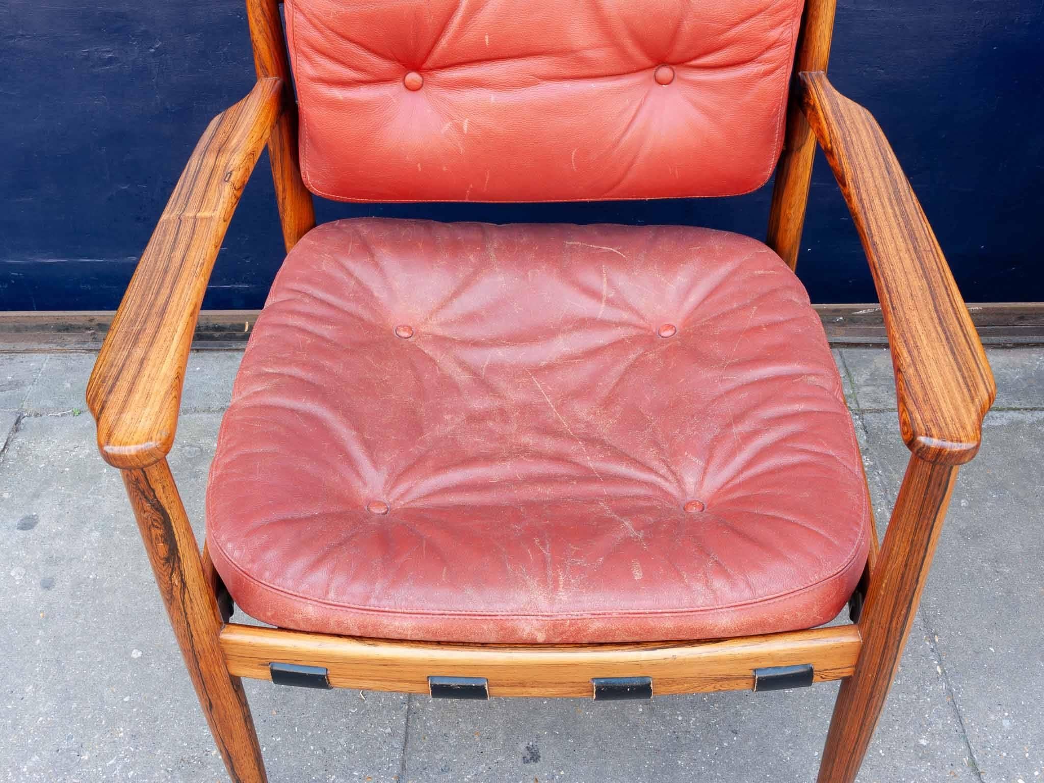 Pair of 1960s Ire Mobler Skillingaryd Leather and Rosewood Upholstered Swedish 7