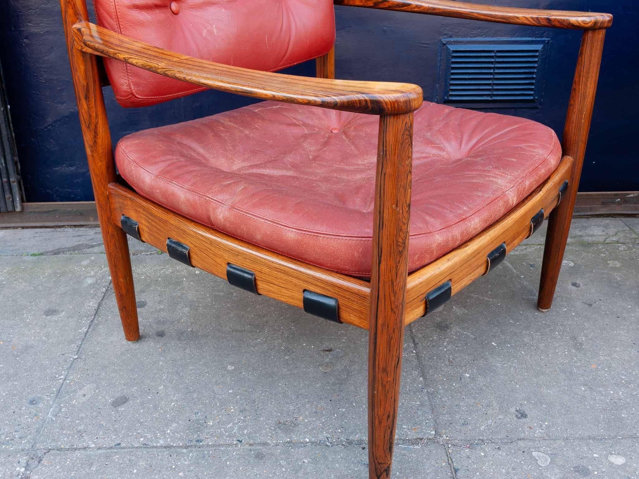 Pair of 1960s Ire Mobler Skillingaryd Leather and Rosewood Upholstered Swedish 1