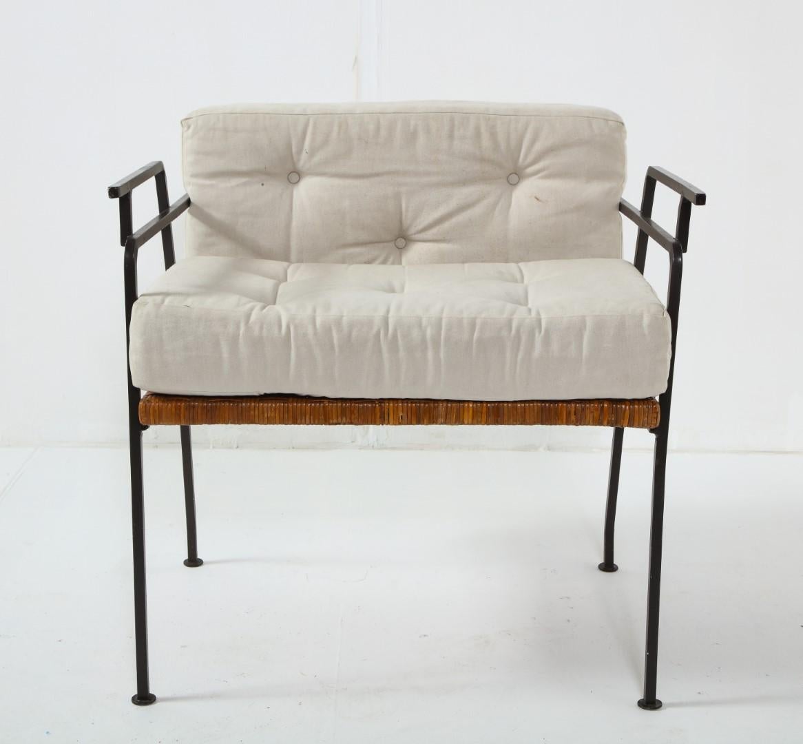 Mid-Century Modern Pair of 1960s Iron and Cane Lounge Chairs by Maurizio Tempestini for Salterini