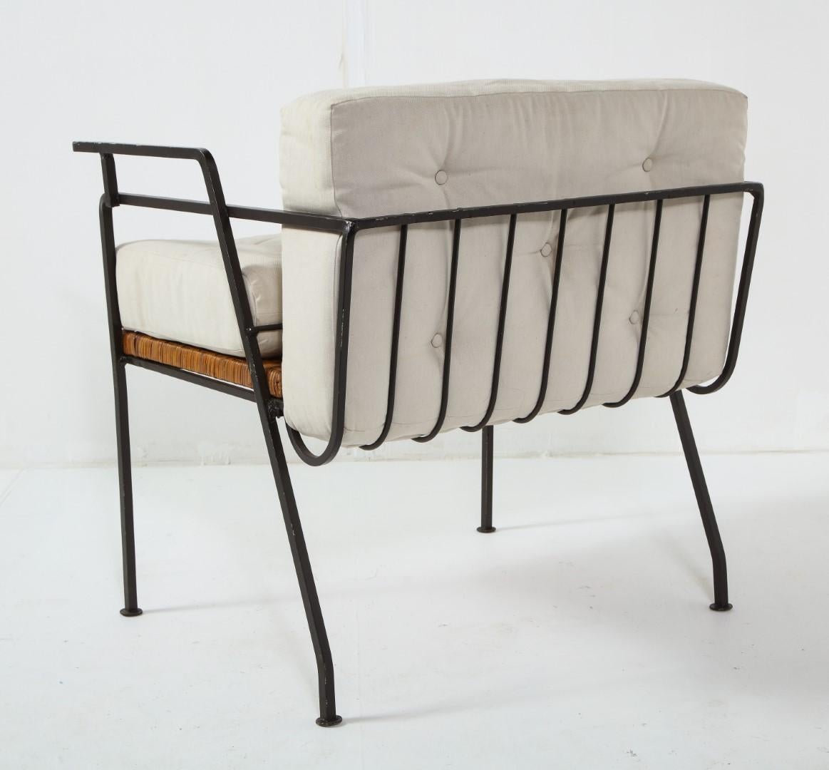 Pair of 1960s Iron and Cane Lounge Chairs by Maurizio Tempestini for Salterini 3