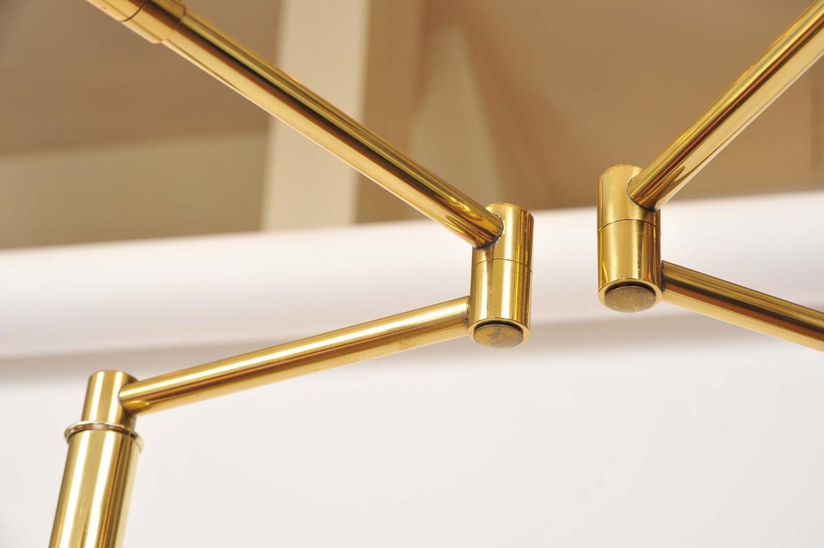 Brass Pair of 1960s Italain brass swing arm reading lamps with rectangular base For Sale