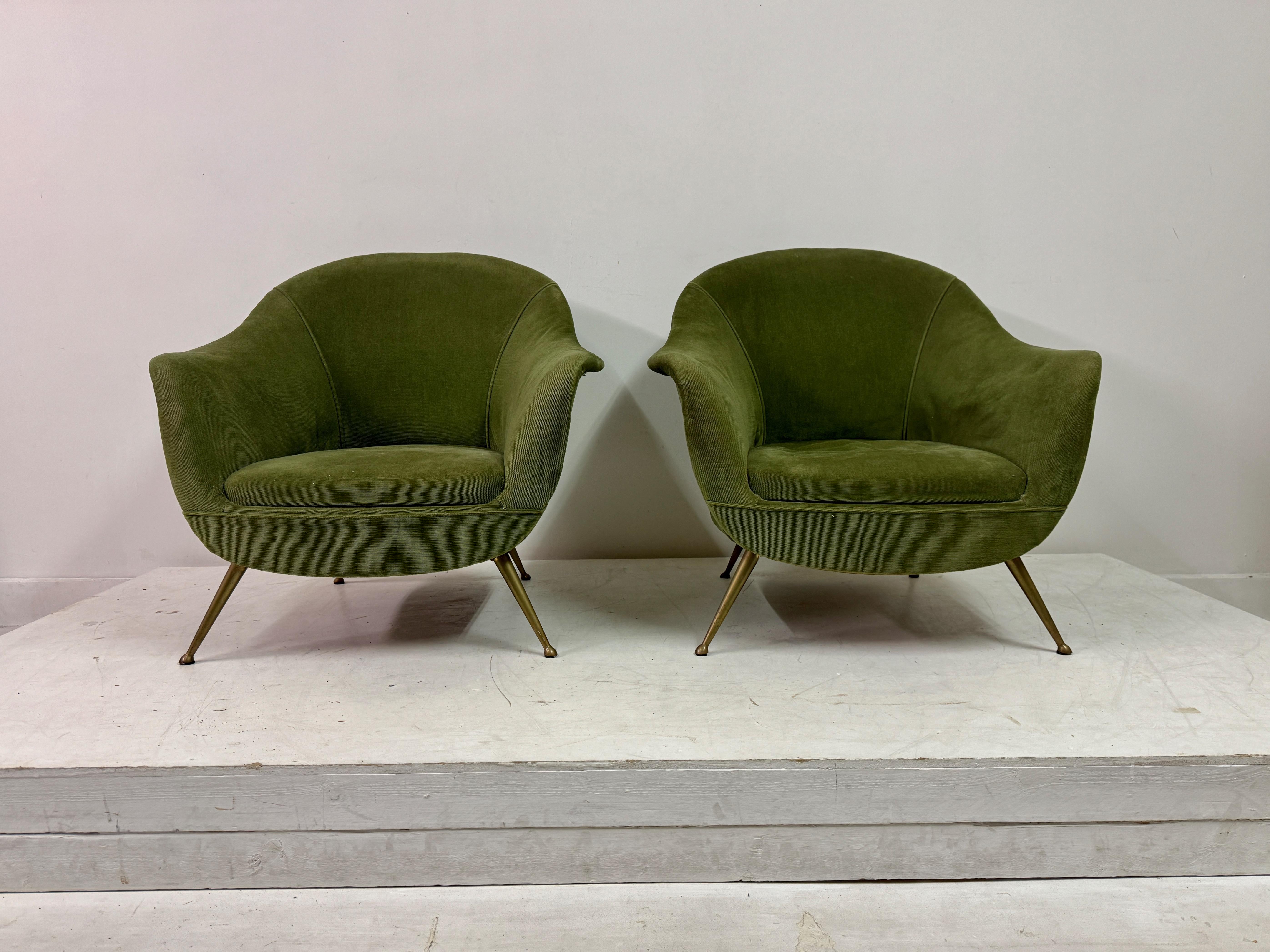 Mid-Century Modern Pair Of 1960s Italian Armchairs For Sale