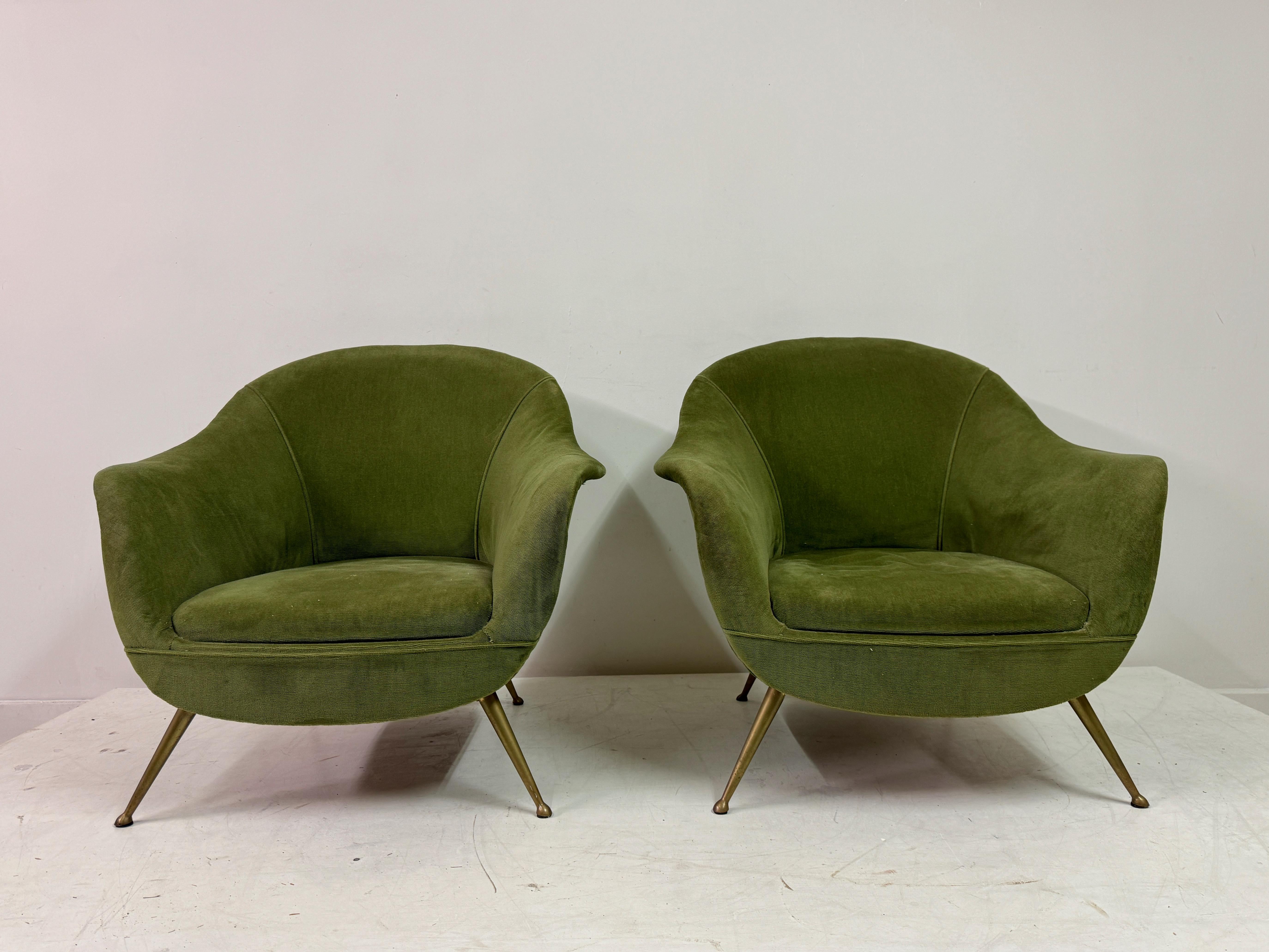 Pair Of 1960s Italian Armchairs In Fair Condition For Sale In London, London