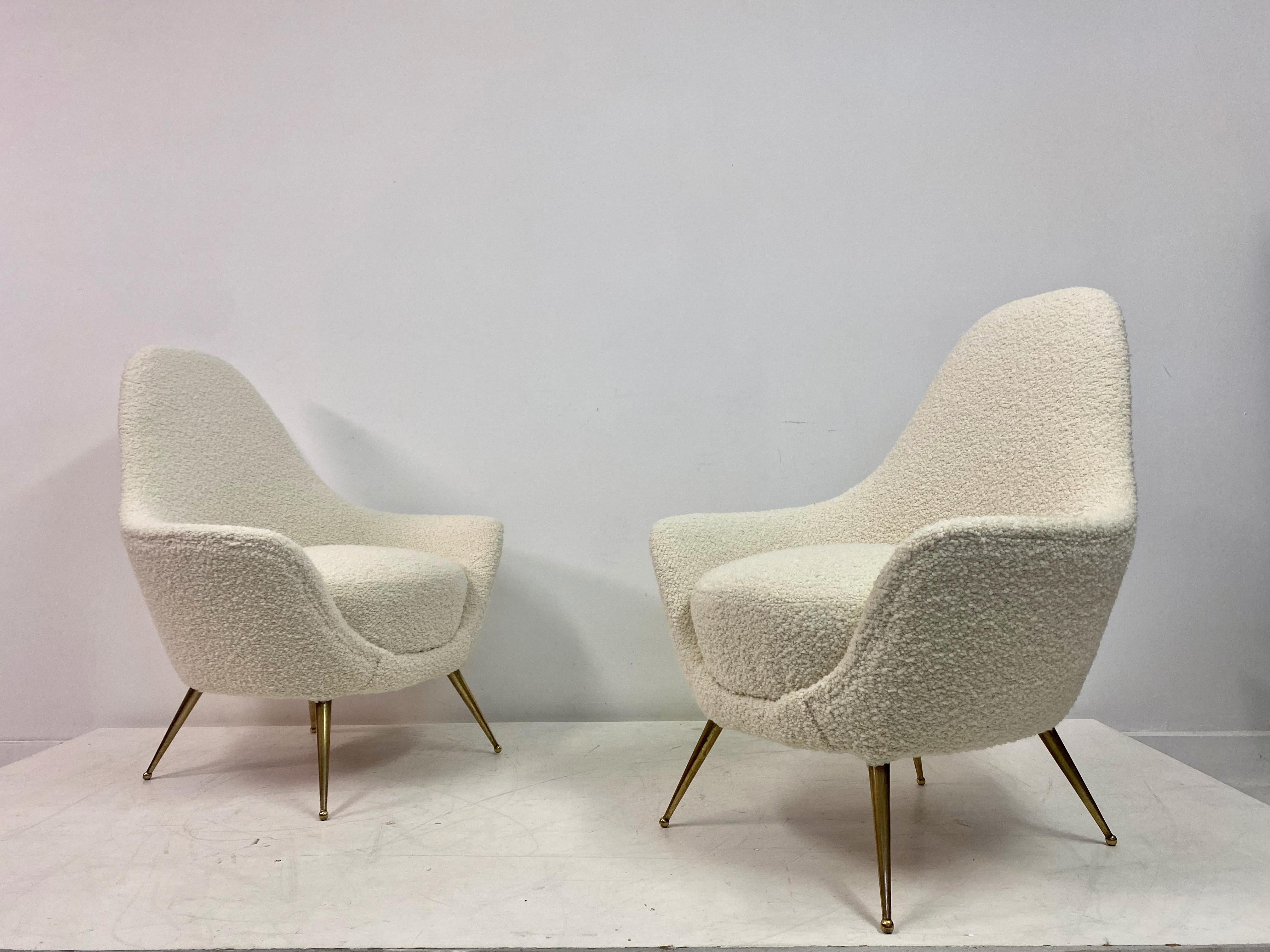 Pair of 1960s Italian Armchairs in Boucle 6
