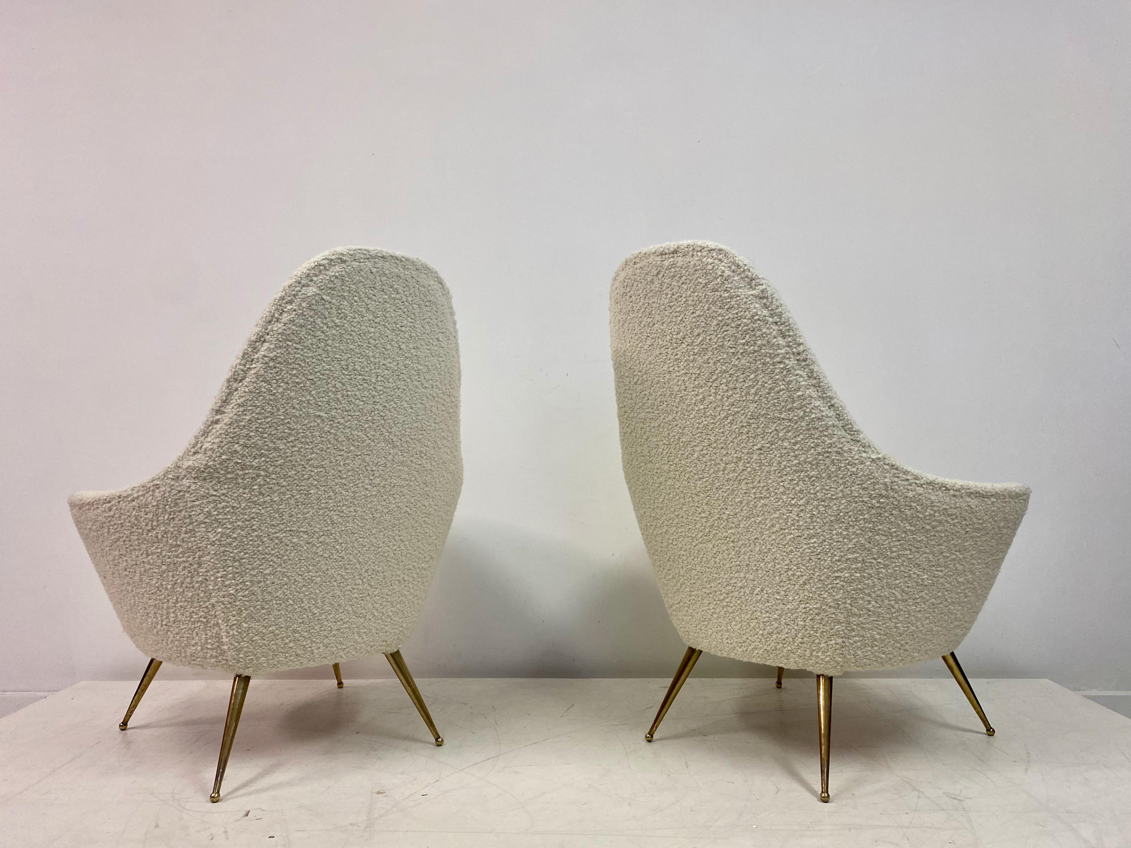 Pair of 1960s Italian Armchairs in Boucle 2