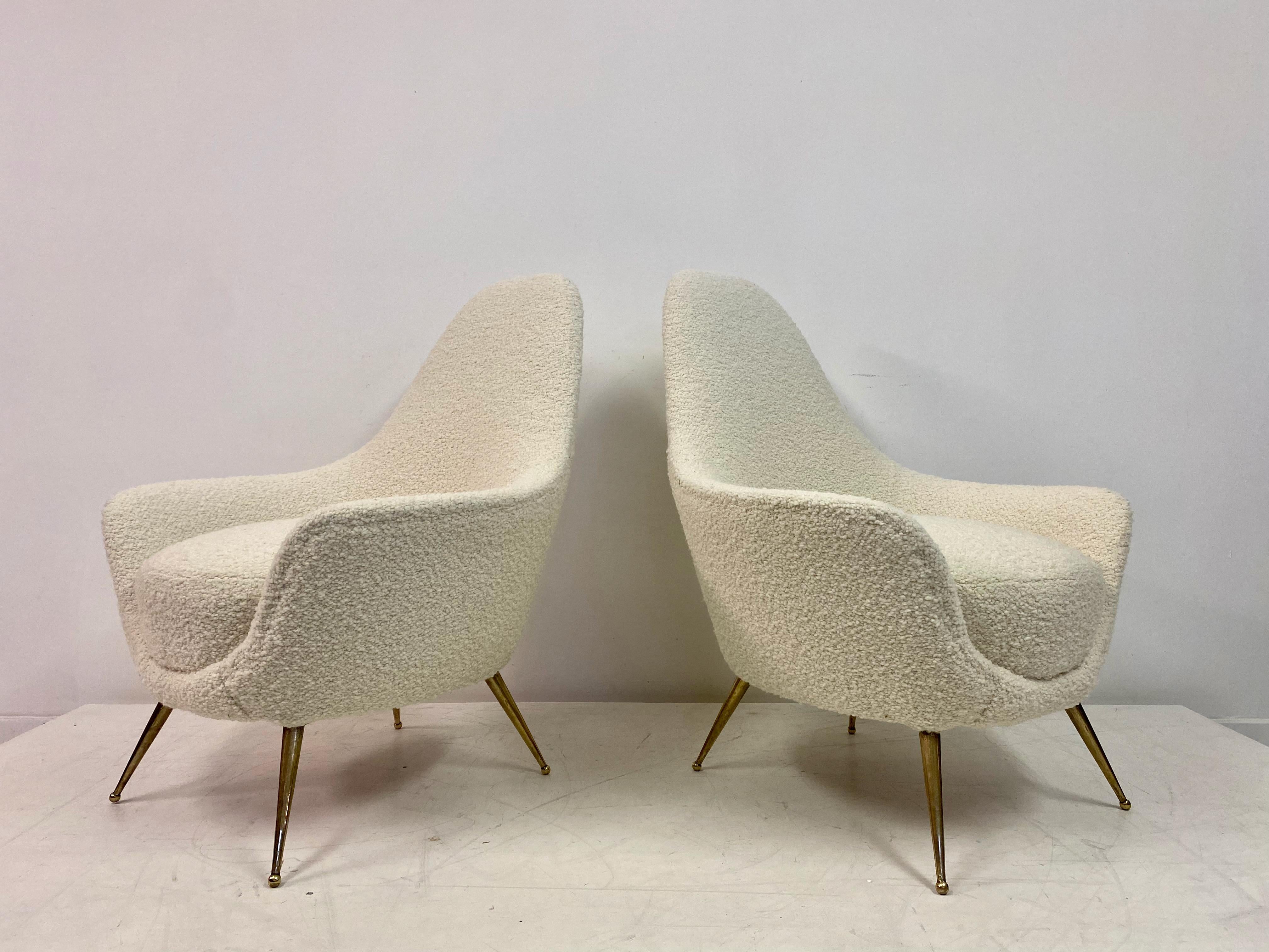 Pair of 1960s Italian Armchairs in Boucle 3