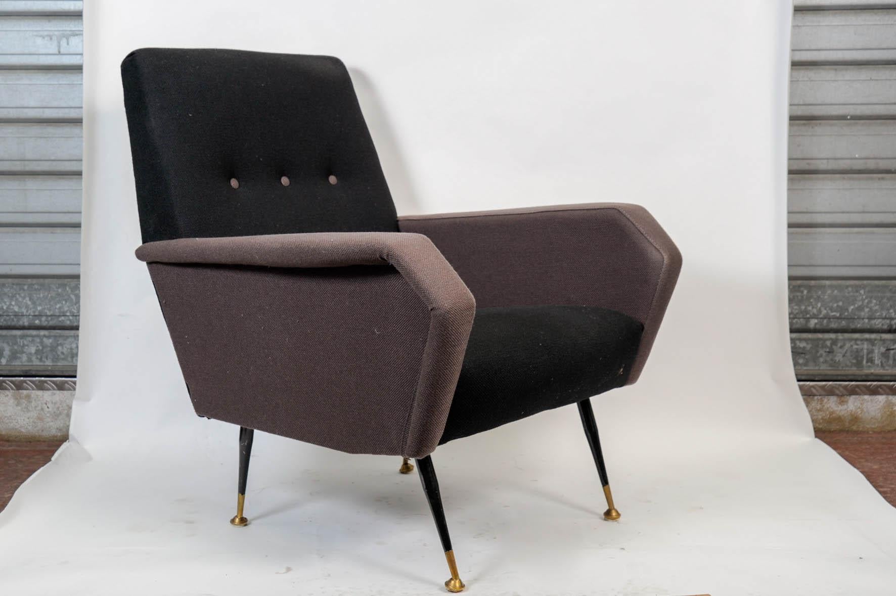 Mid-20th Century Pair of 1960s Italian Armchairs in the Manner of Marco Zanuso