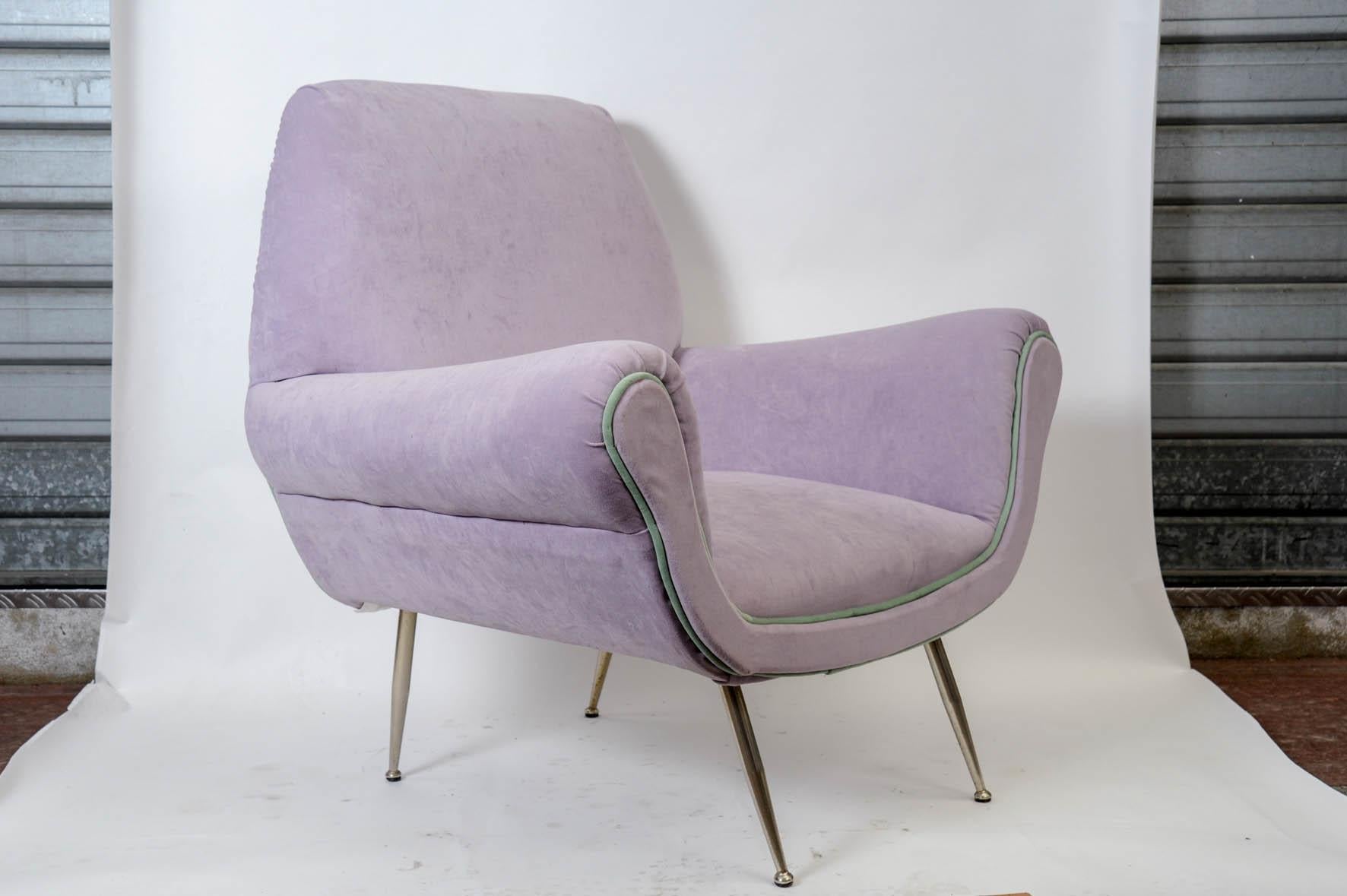 Metal Pair of 1960s Italian Armchairs in the Style of Marco Zanuso