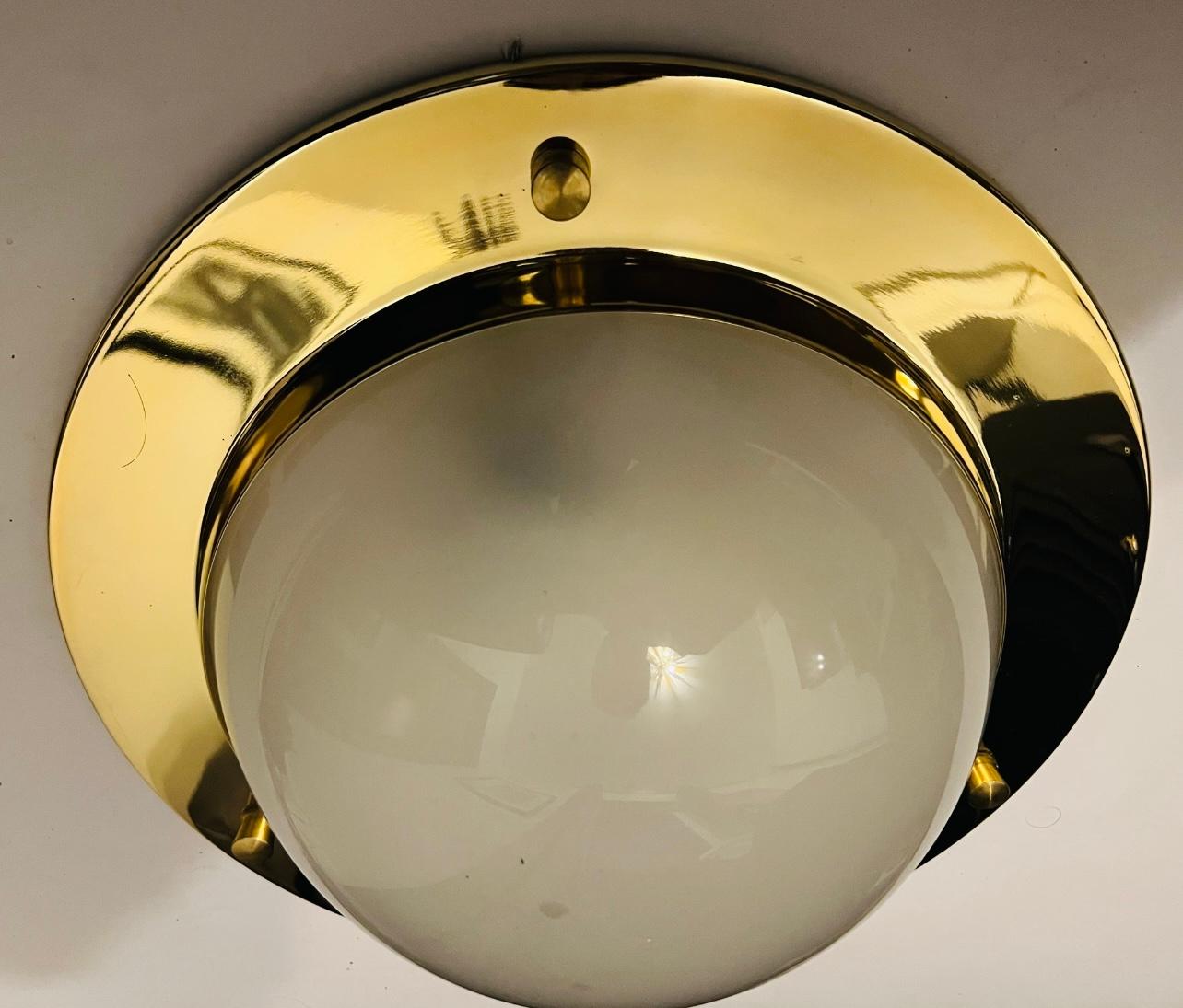 Pair of 1960s Italian Azucena Flush Ceiling Lamps Midcentury In Excellent Condition For Sale In New York, NY