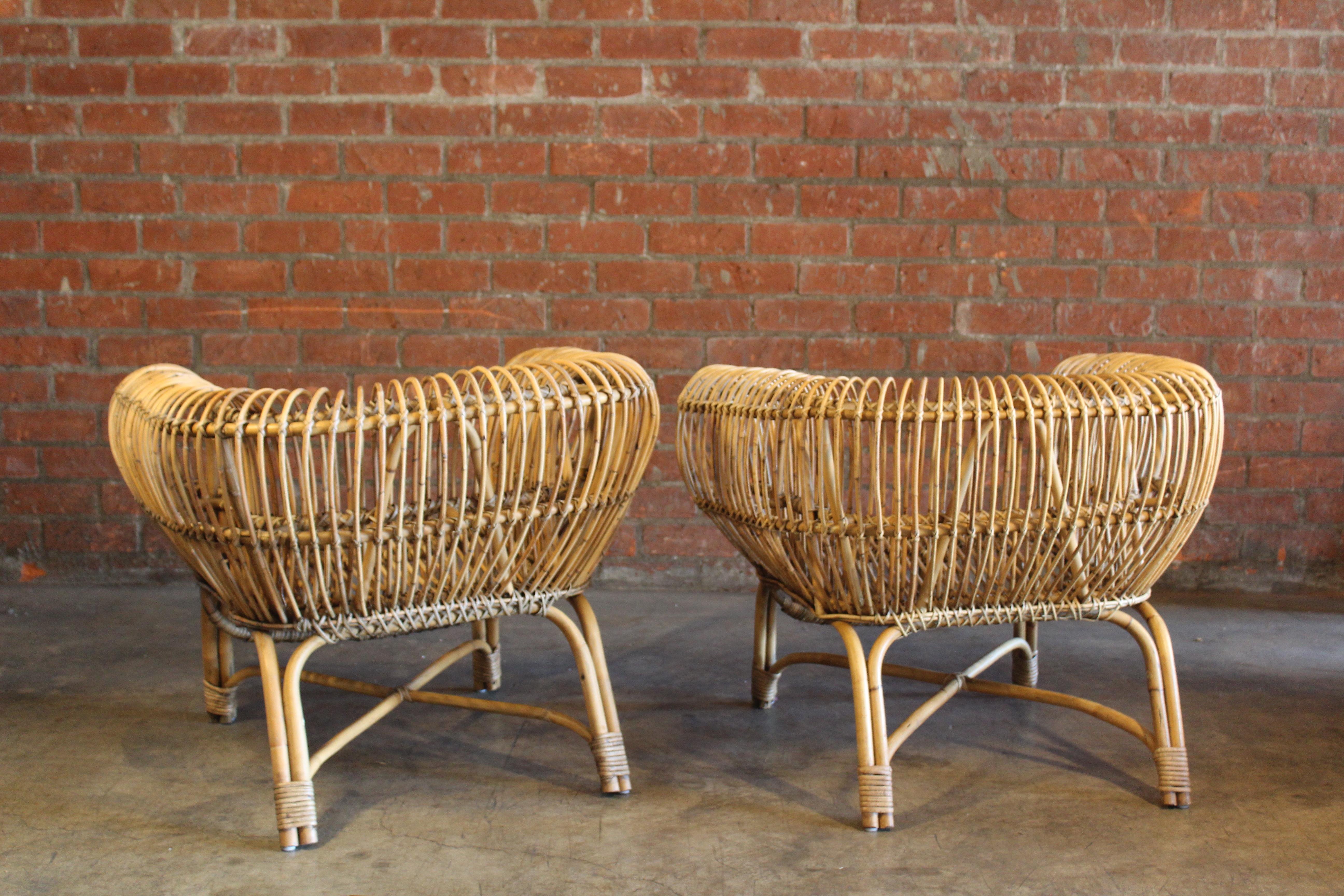 Pair of 1960s Italian Bamboo Chairs Attributed to Franco Albini 6