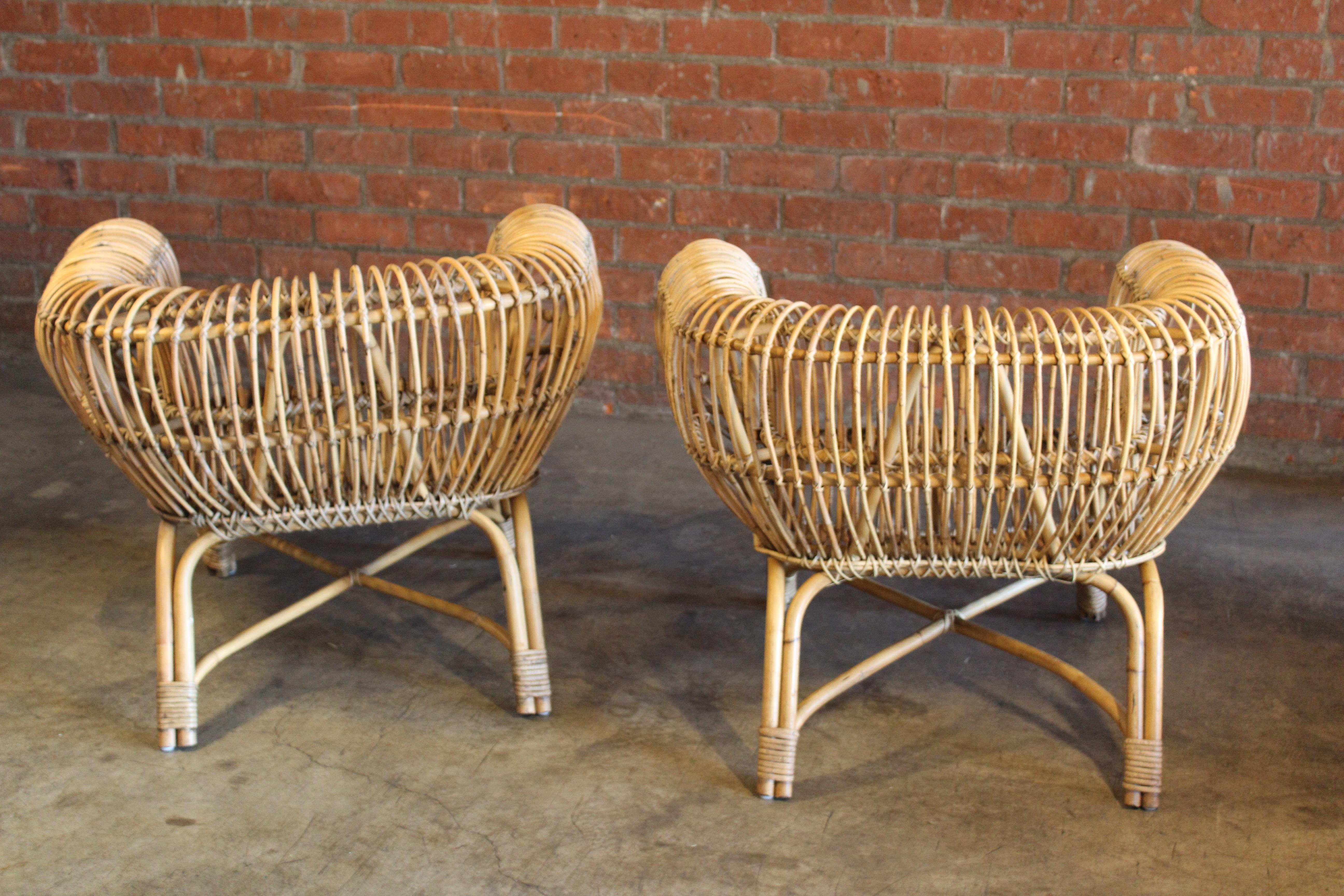 Pair of 1960s Italian Bamboo Chairs Attributed to Franco Albini 7