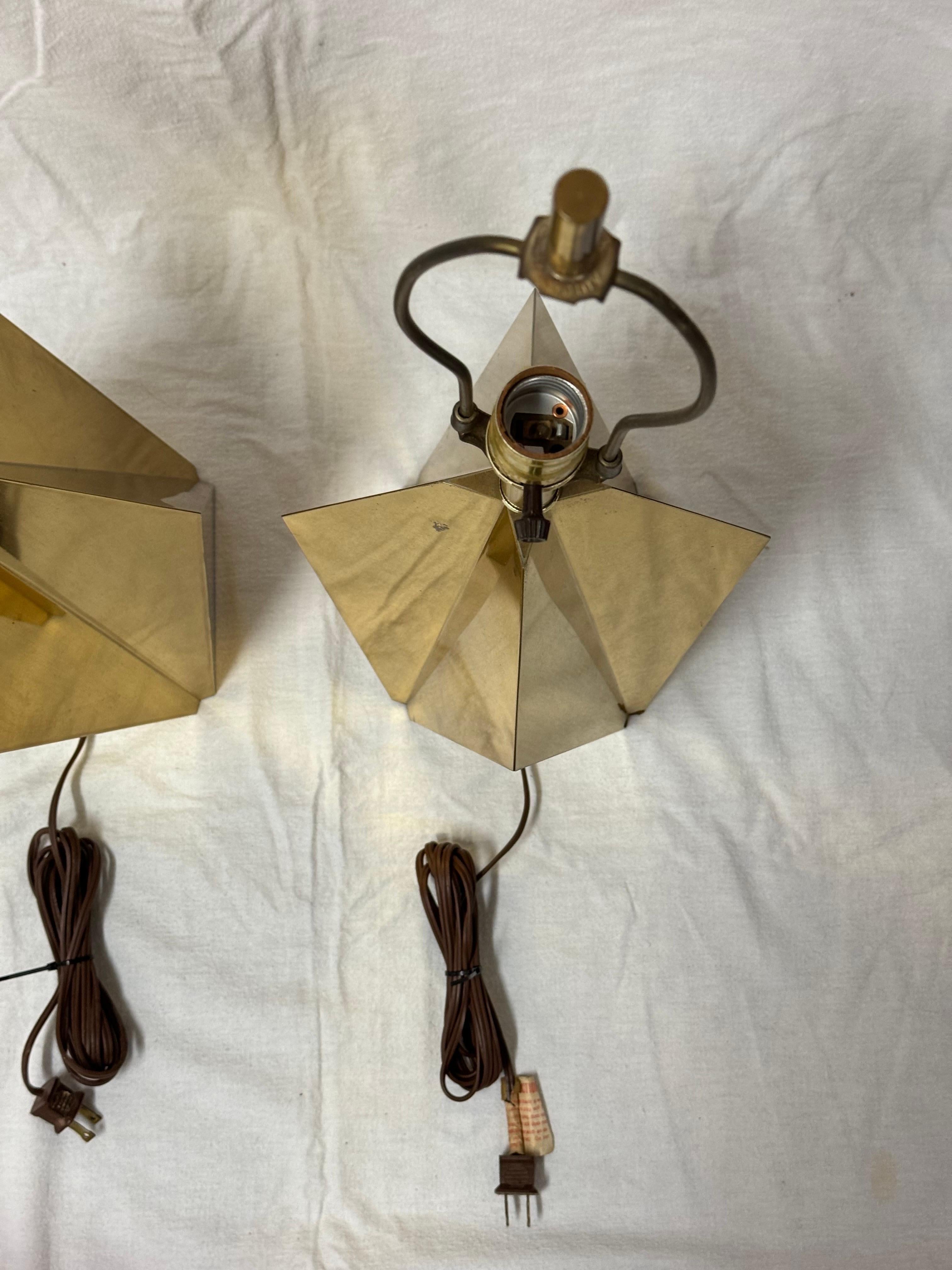 Pair of  1960’s Italian Brass Lamps For Sale 9
