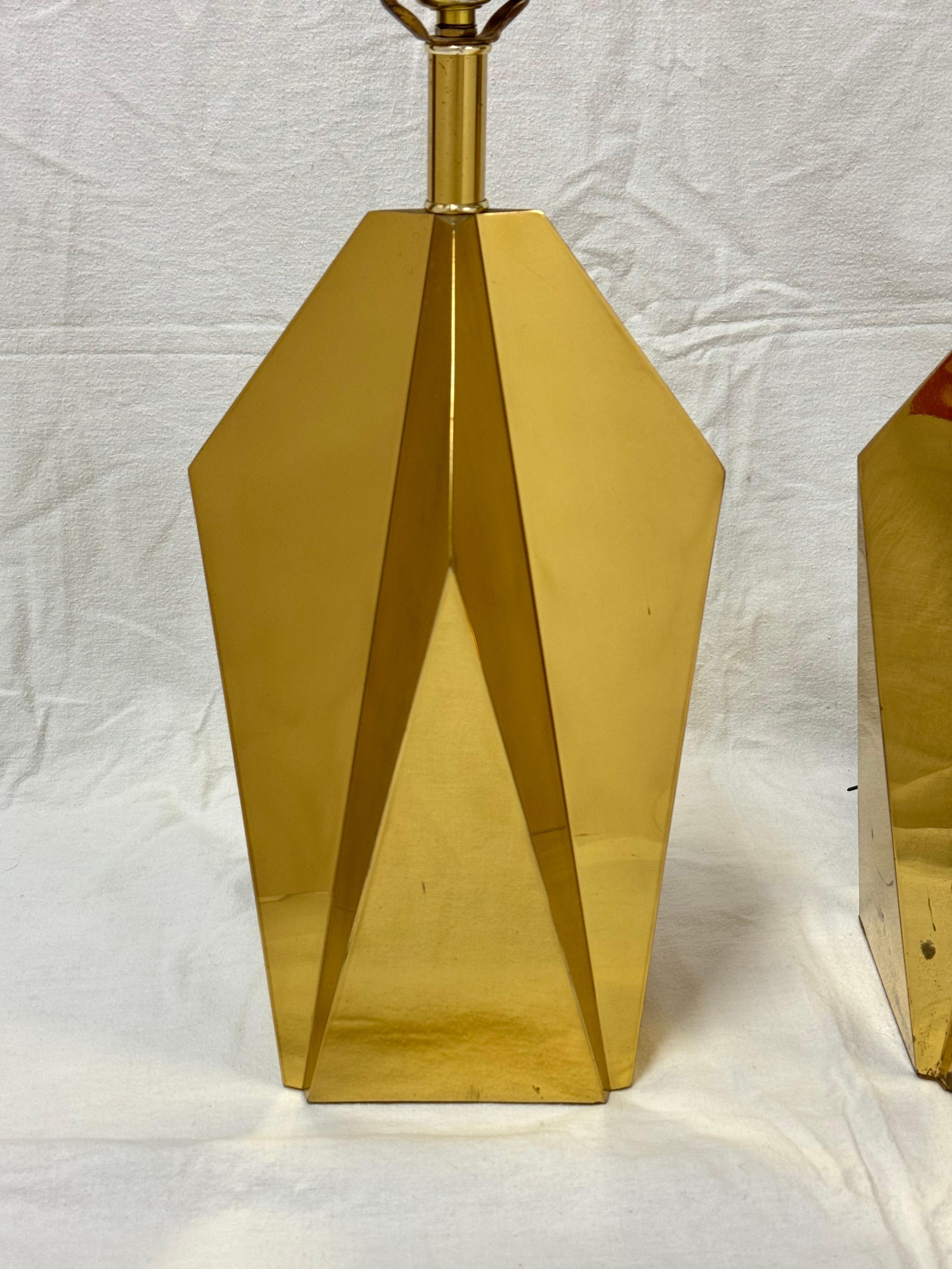 Pair of  1960’s Italian Brass Lamps For Sale 3