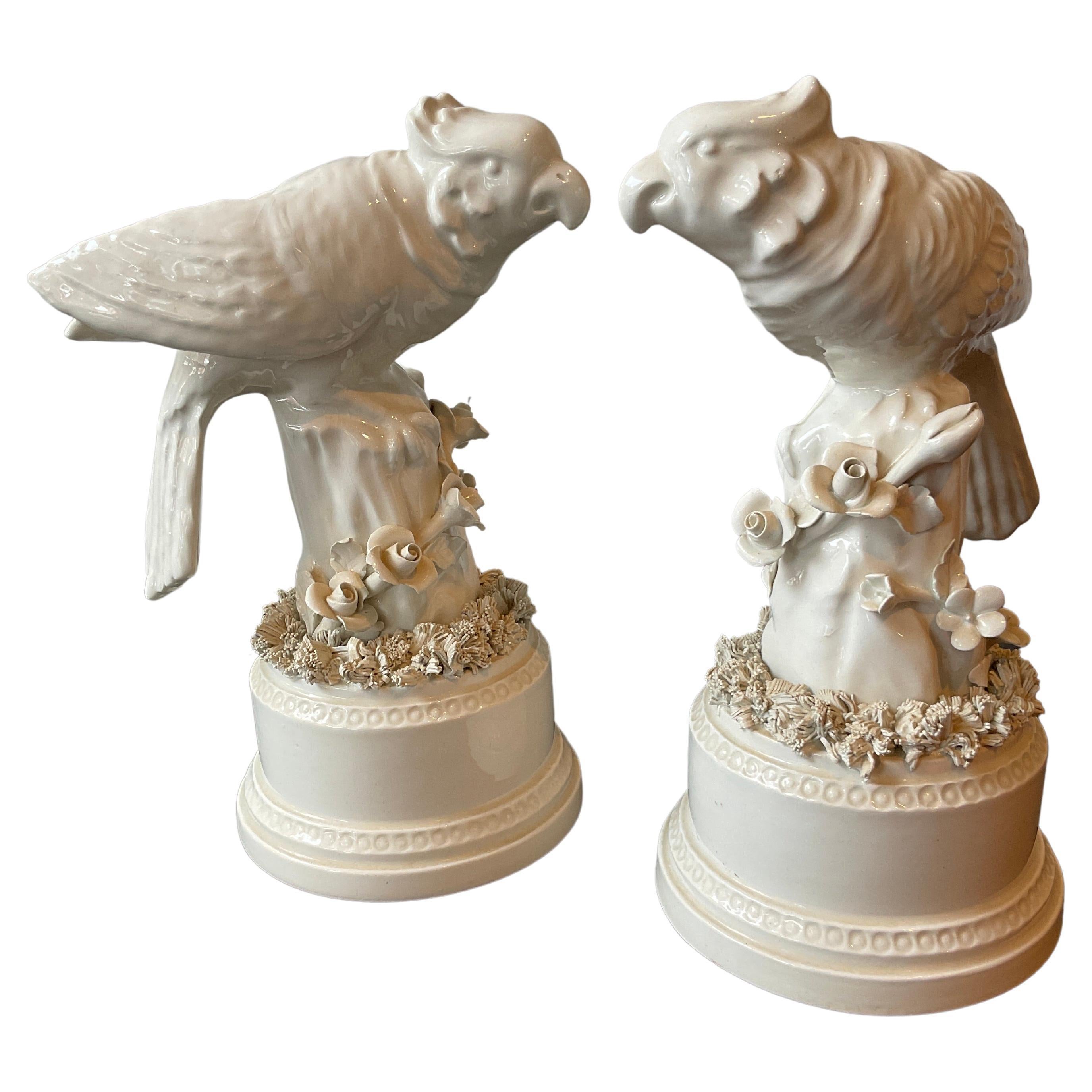 Paire de Cockatoos en céramique italienne des années 1960