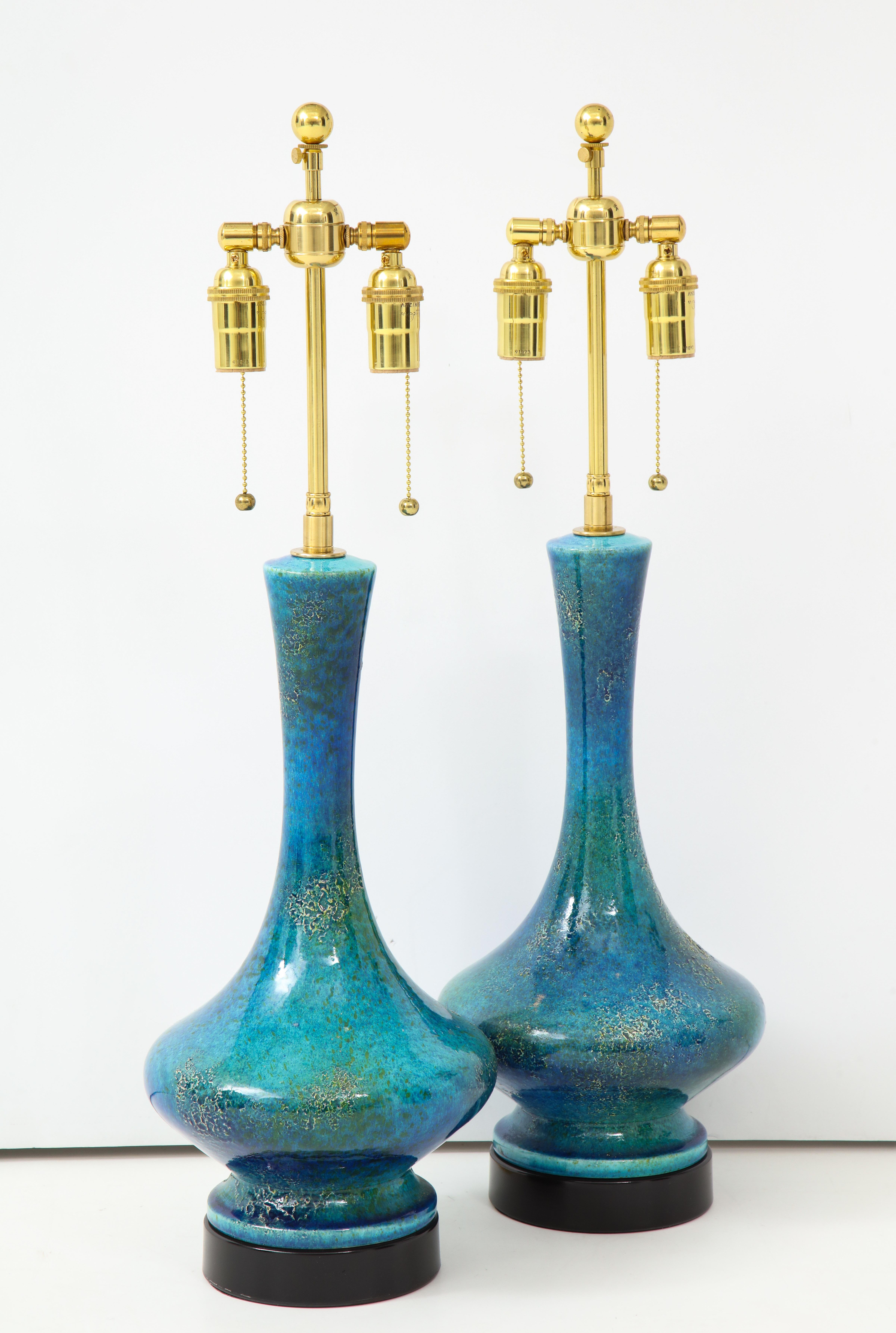Mid-Century Modern Pair of 1960s Italian Ceramic Lamps