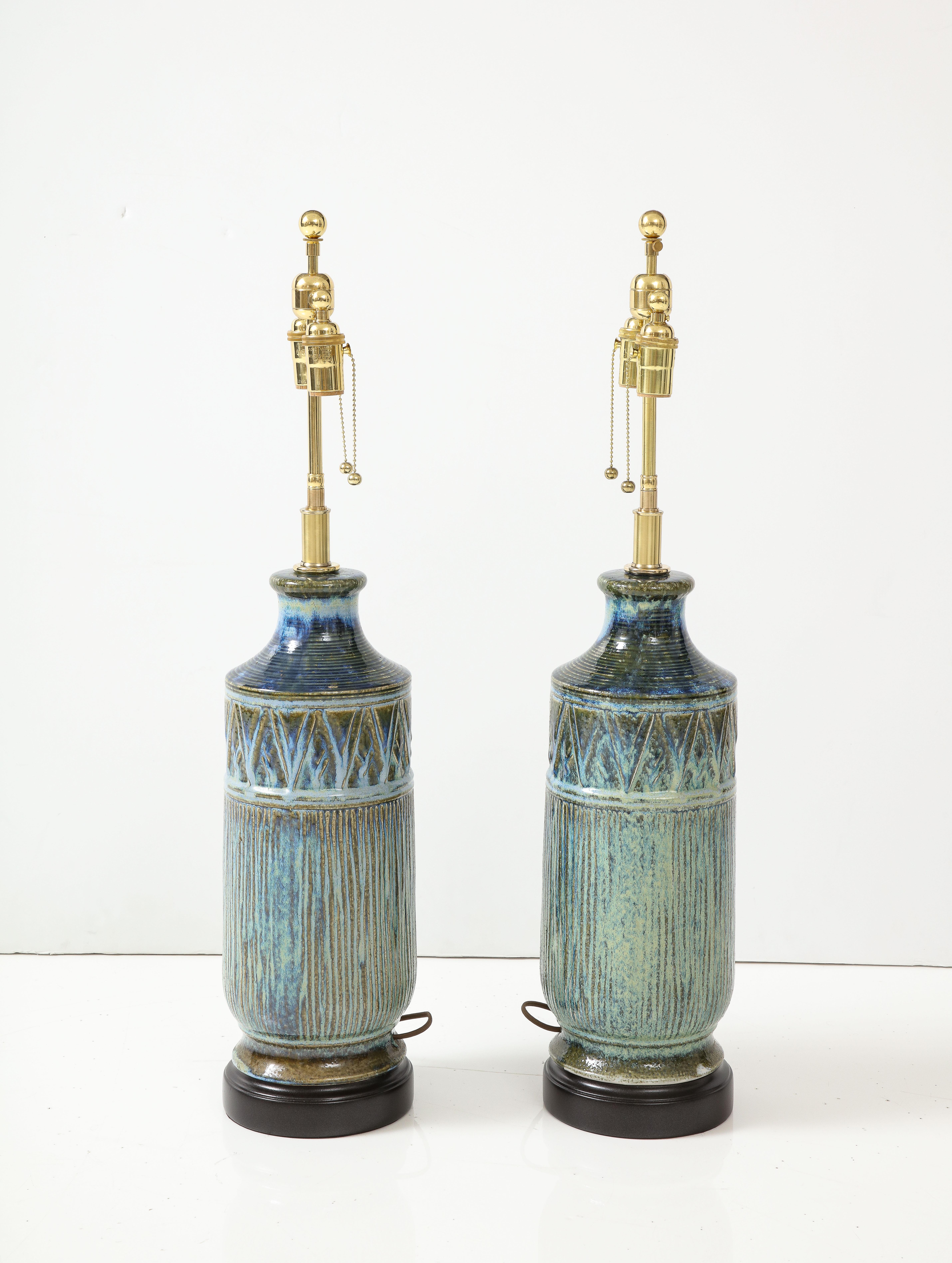 Mid-Century Modern Pair of 1960's Italian Ceramic Lamps