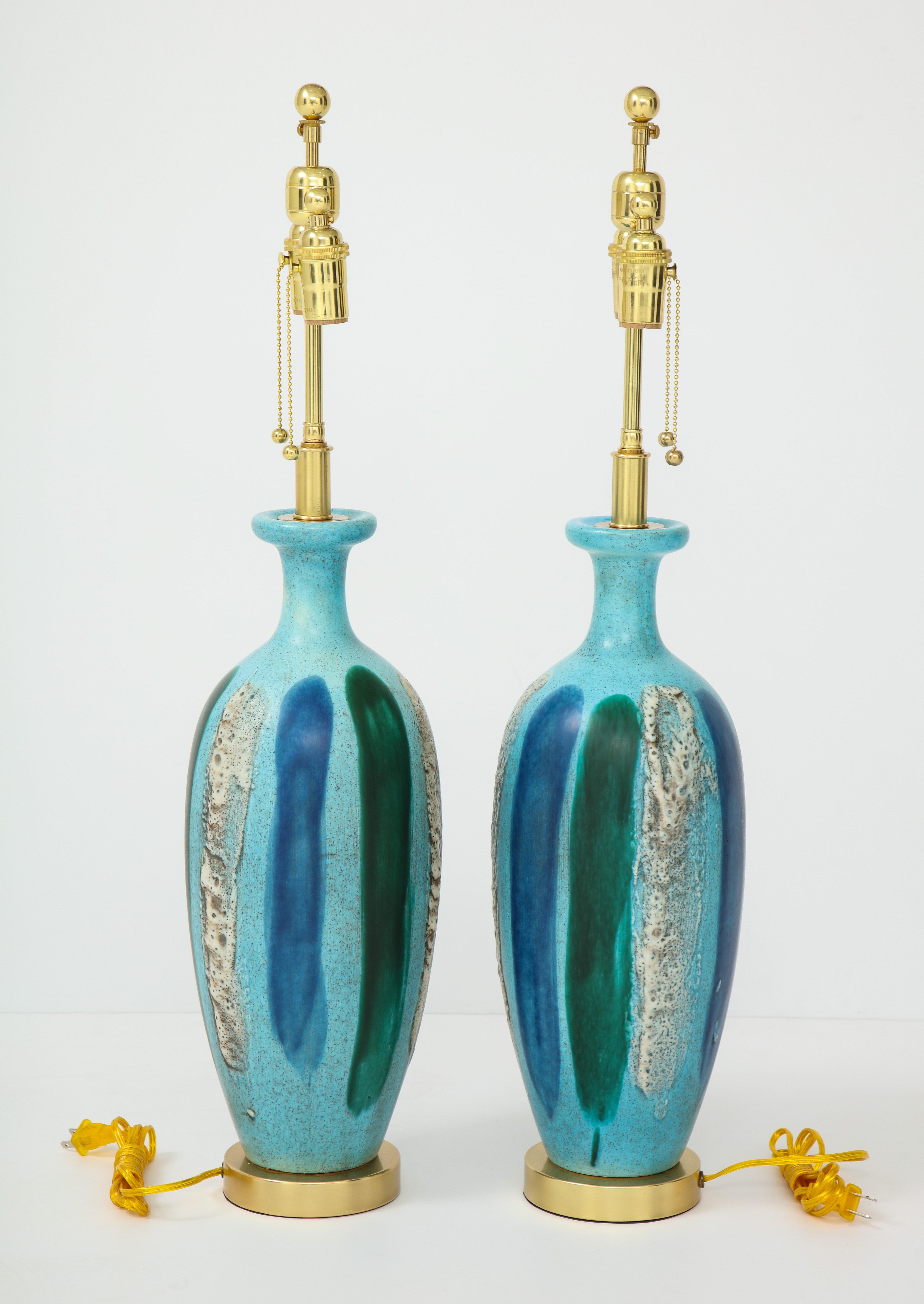 Pair of 1960s Italian Ceramic Lamps In Excellent Condition In New York, NY