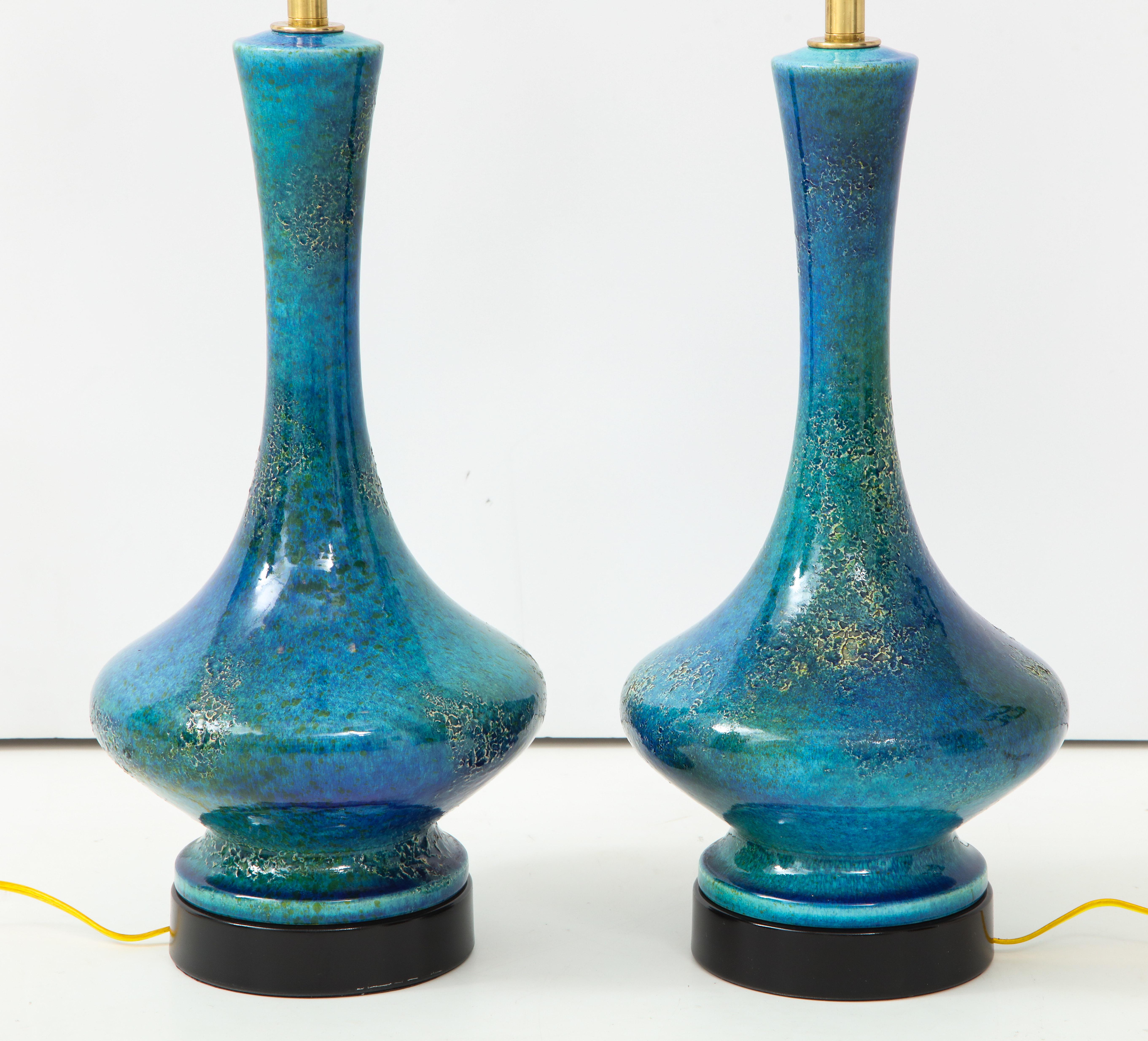 Pair of 1960s Italian Ceramic Lamps In Excellent Condition In New York, NY