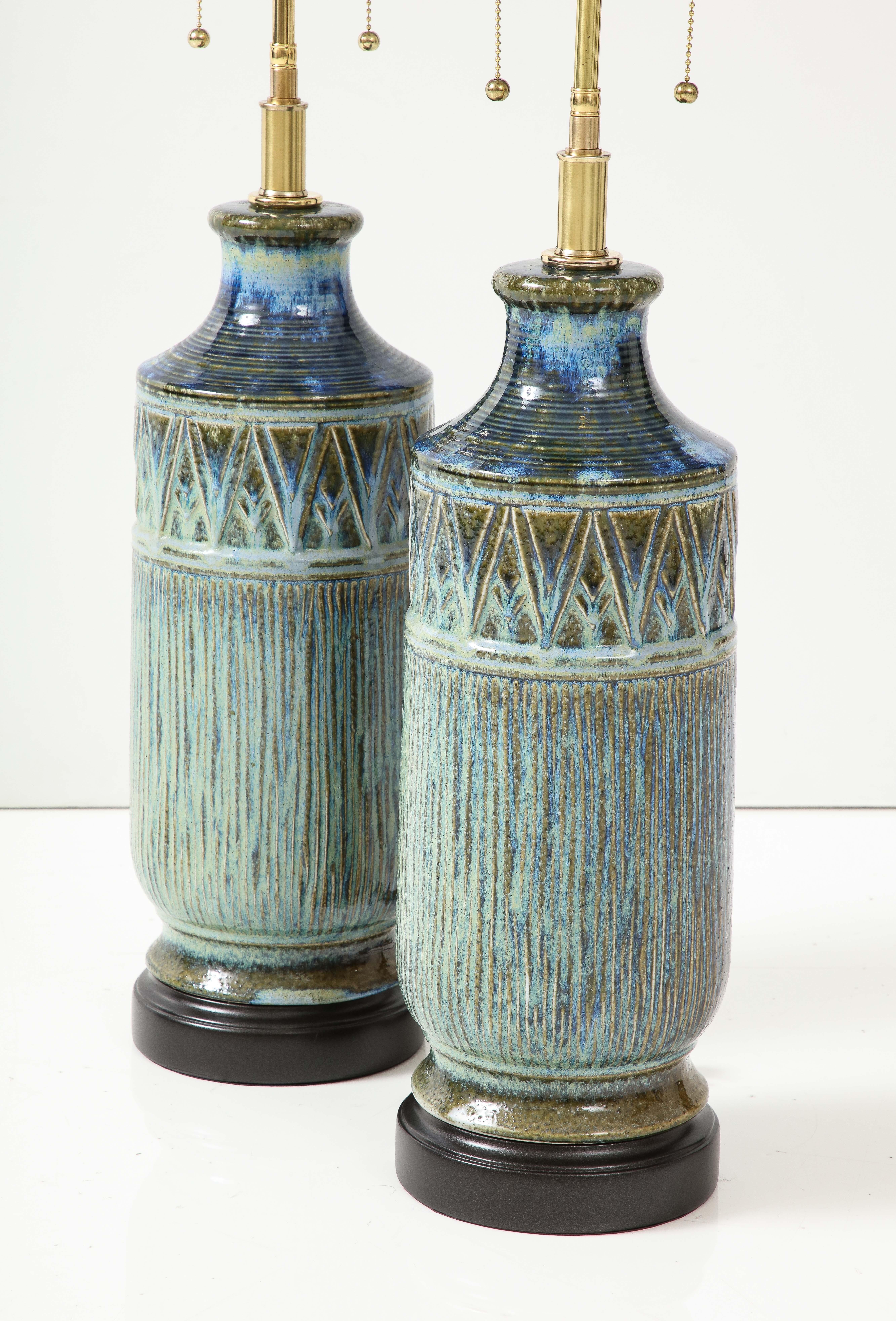 Pair of 1960's Italian Ceramic Lamps In Excellent Condition In New York, NY