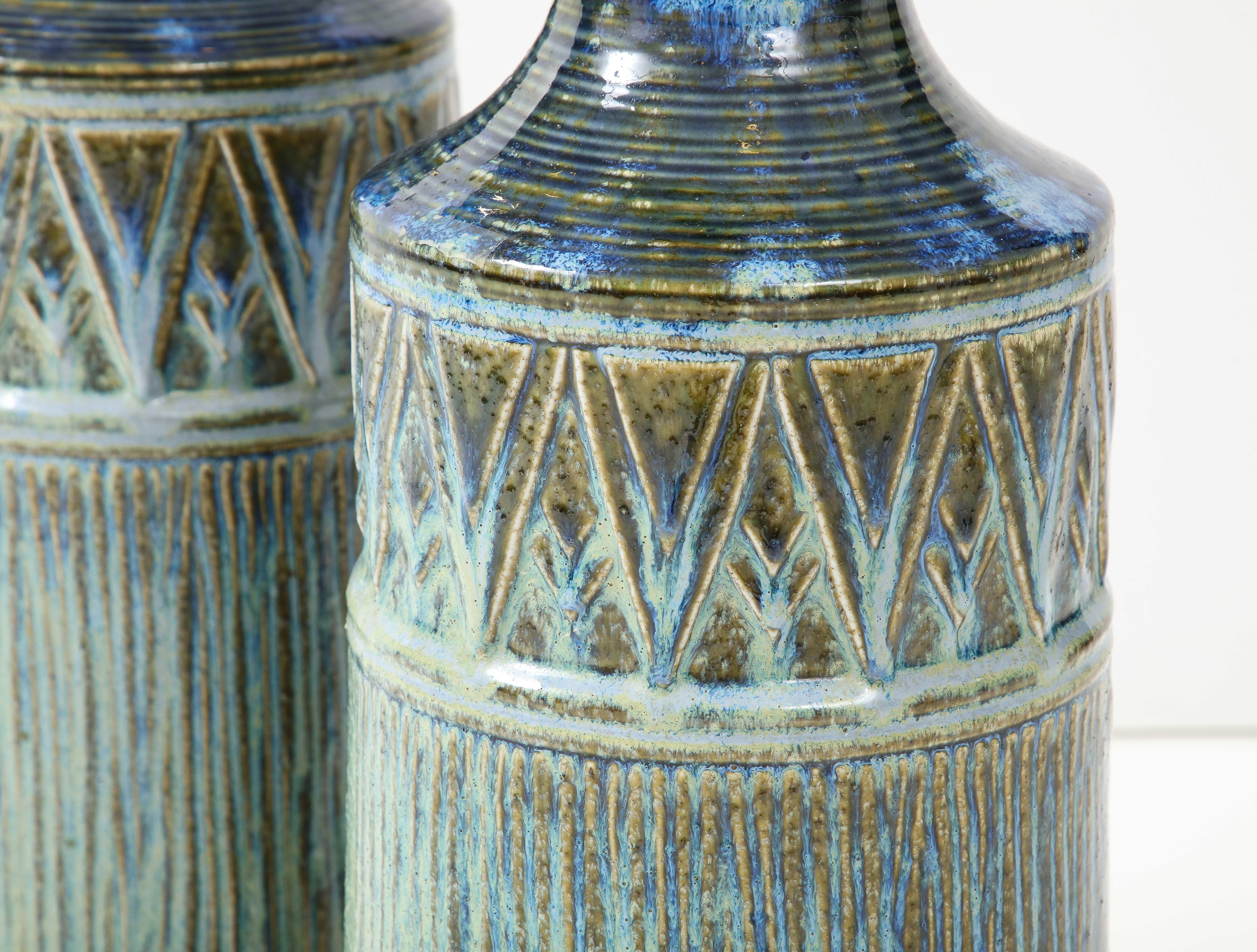 Mid-20th Century Pair of 1960's Italian Ceramic Lamps