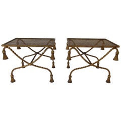 Pair of 1960s Italian Gilt Iron Tassel Benches